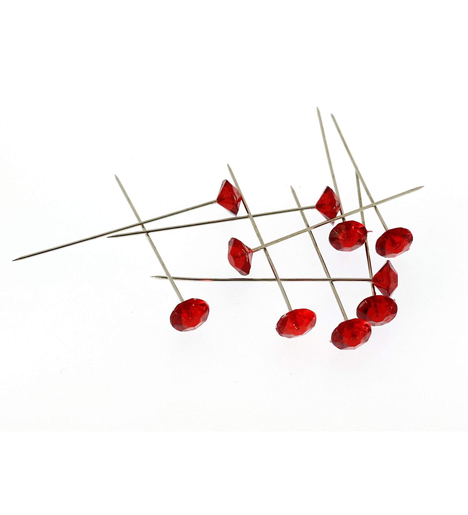 CalCastle Crystal Diamante Floral Craft Bouquet Bling Pins - 100 pcs/Box (Red) - Buy Online on GoSupps.com