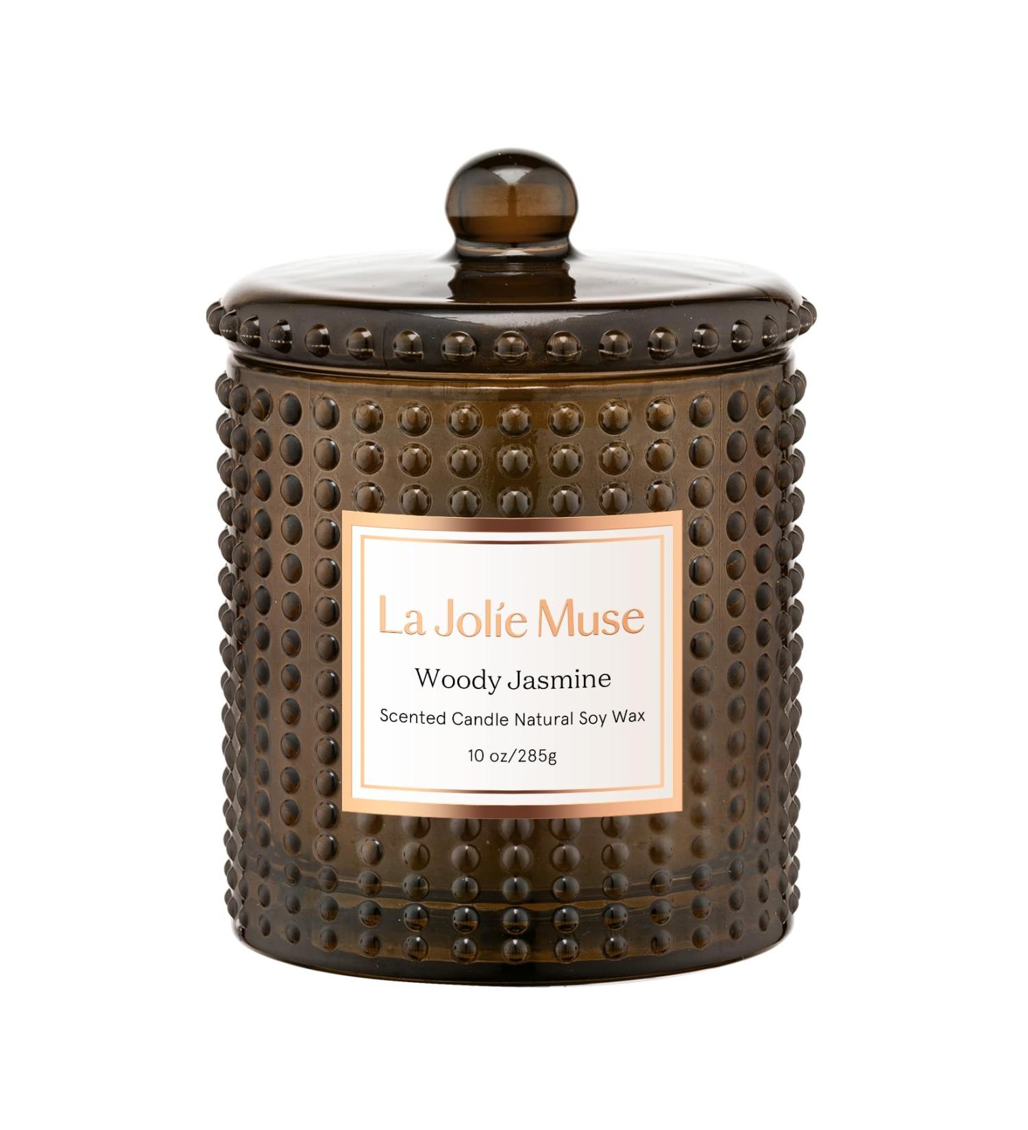 La Jolie Muse Wood-Jasmine Luxury Candles | 75-Hour Natural Soy Wax | Perfect Gifts for Women | 285g 10oz Fragrance Candles for Home - Buy Online on GoSupps.com