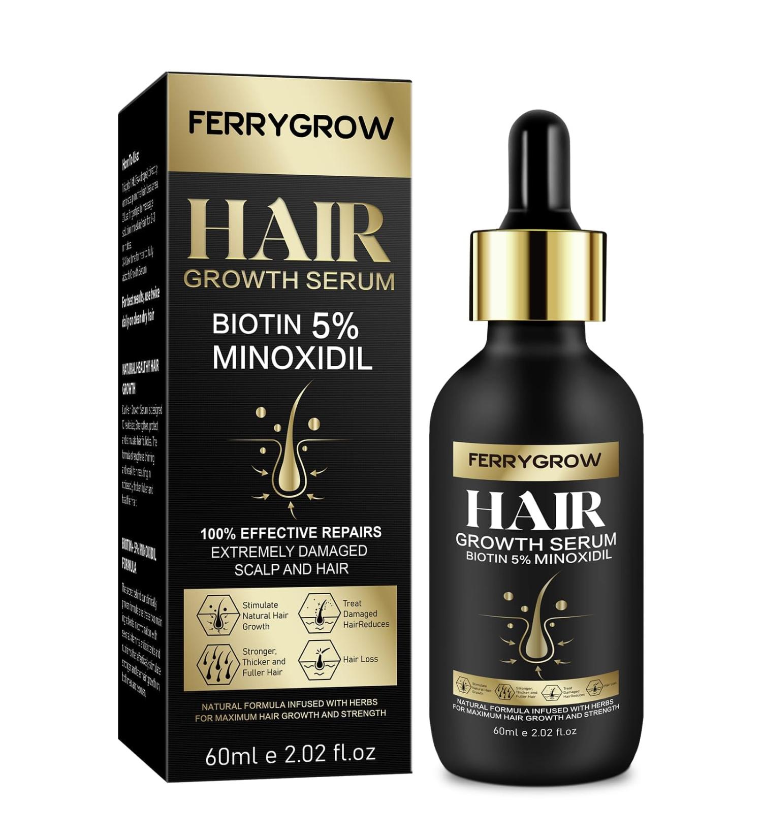 5% Minoxidil Hair Growth Serum for Men | Biotin Treatment for Thicker Denser Hair | Stop Thinning & Regain Hair Growth - Buy Online on GoSupps.com