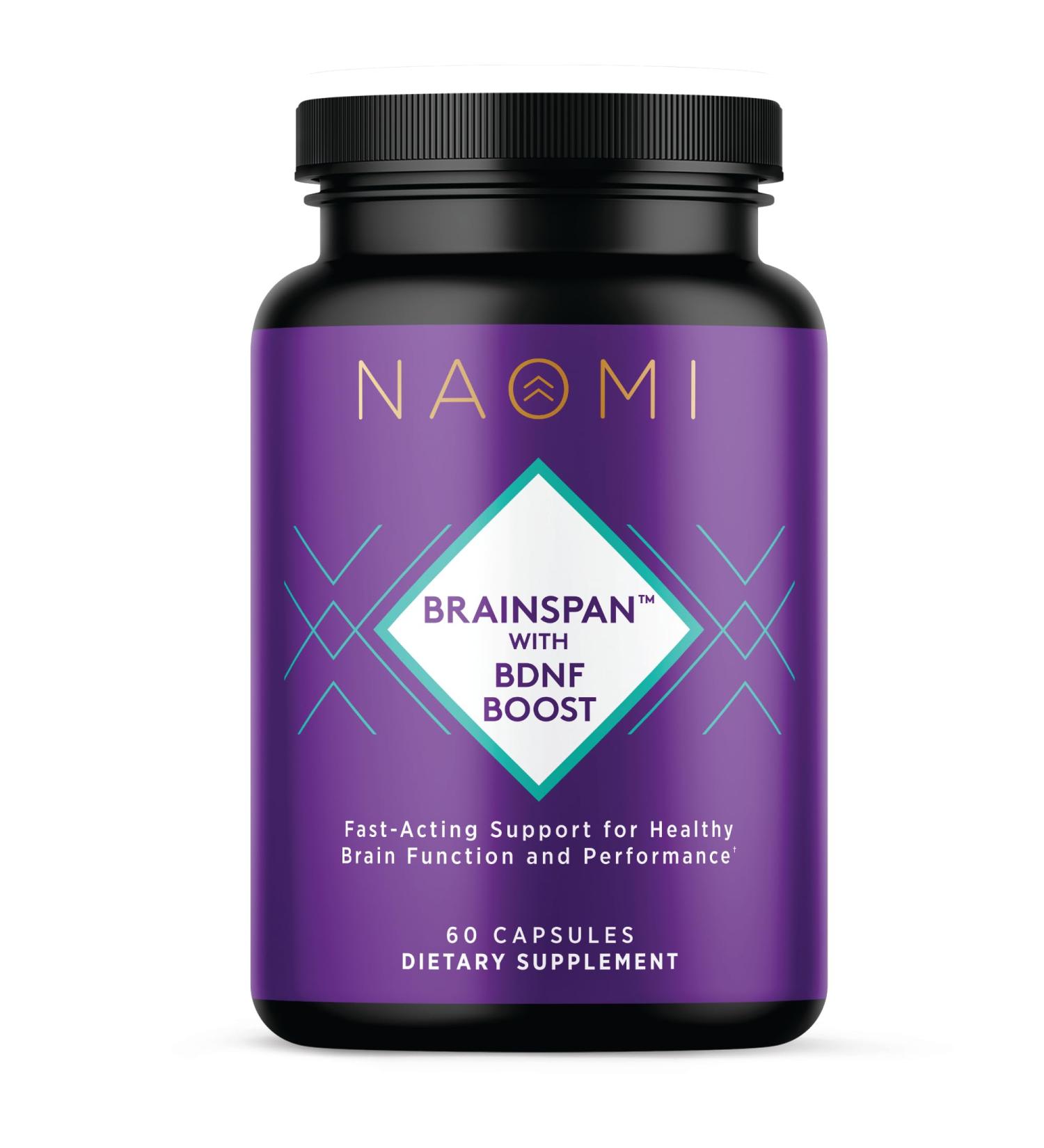 NAOMI Brainspan with BDNF Boost - Fast-Acting Support for Healthy Brain Function & Performance Lion's Mane Mushroom Ginkgo Biloba Extract Garden Sage Spanish Sage - 60 Capsules 30-Day Supply - Buy Online on GoSupps.com