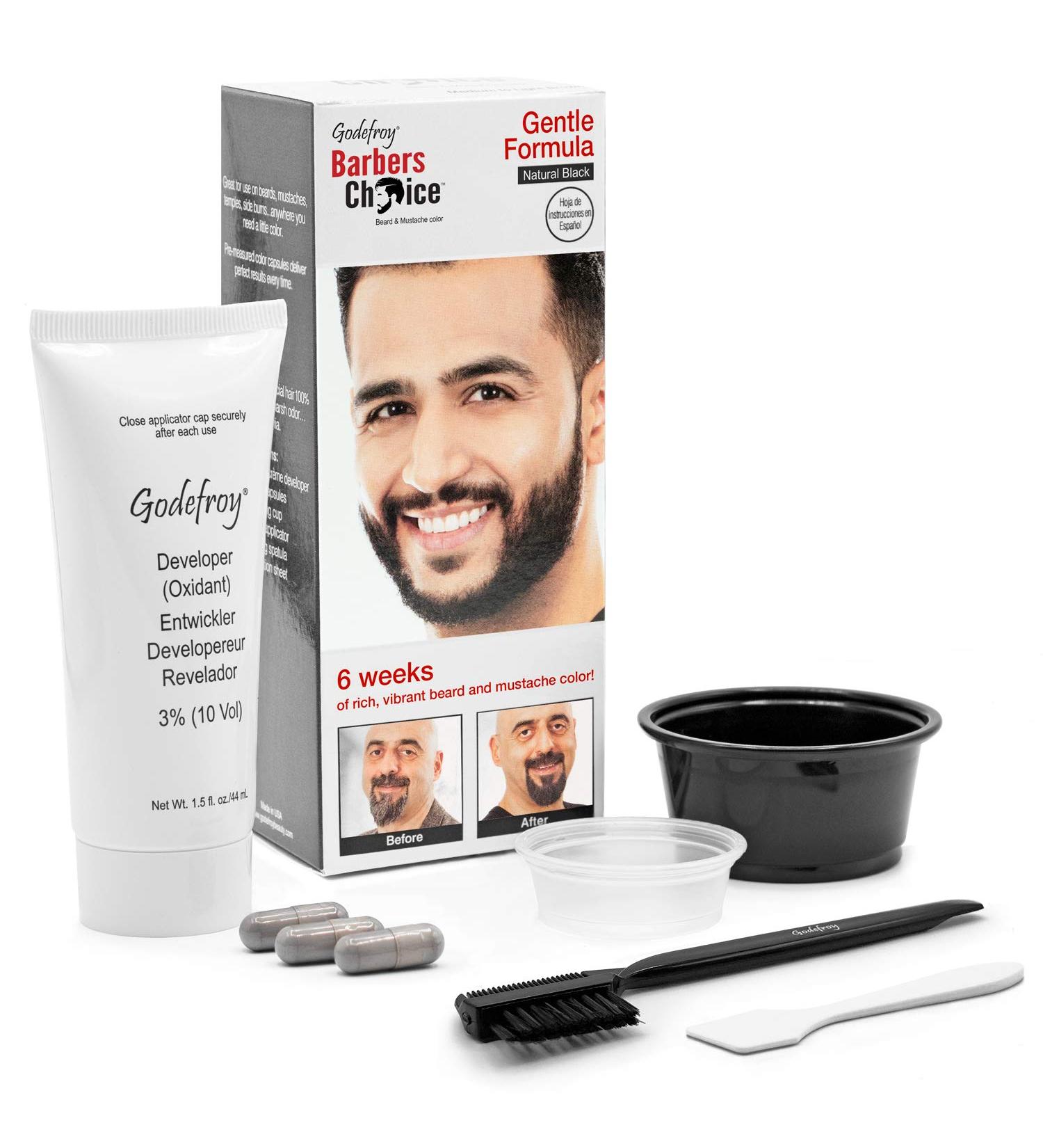 Godefroy Barbers Choice Beard and Mustache Dye for Men - Natural Black, 6 Weeks of Gray Hair Coverage - 3 Applications - Buy Online on GoSupps.com