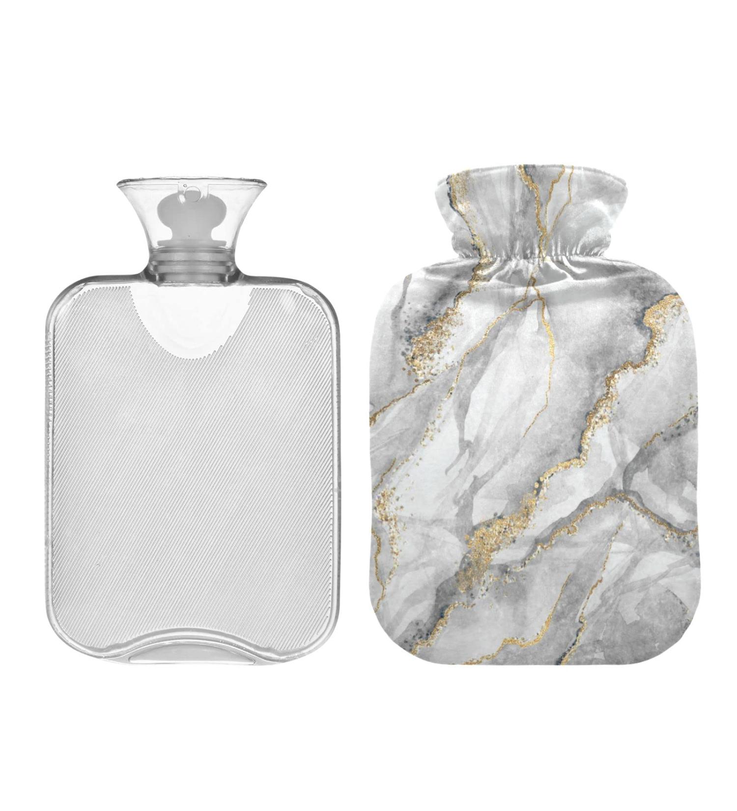 Shop 2L Hot Water Bottle with White Marble Gold Veins Cover - Pain Relief & Winter Warmer | International Shipping - Buy Online on GoSupps.com