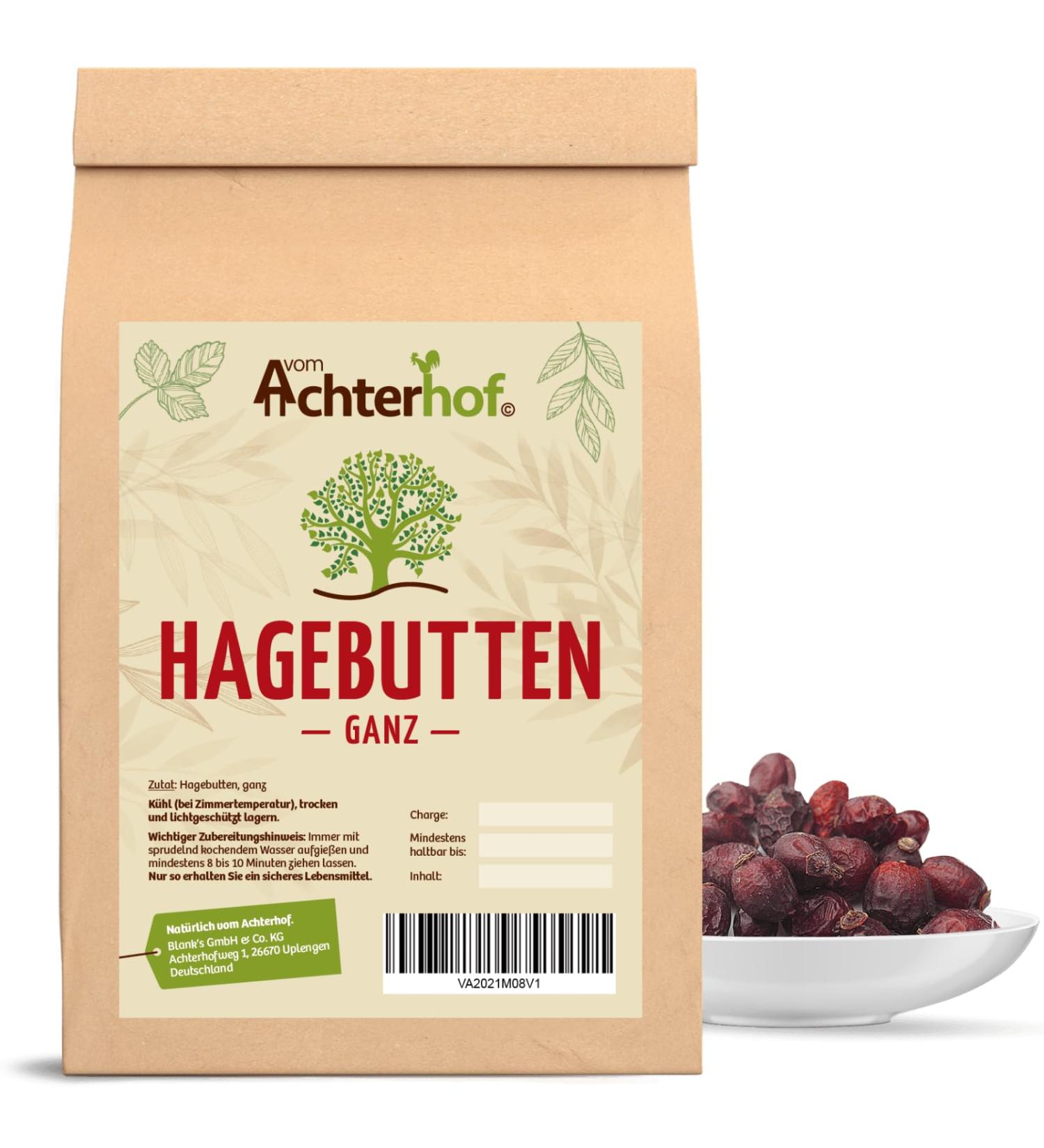 Rose Hip Dried 1000g - Natural Whole Rose Hips for Jam & Tea | Ideal for Pets | Achterhof 1 kg Pack - Buy Online on GoSupps.com