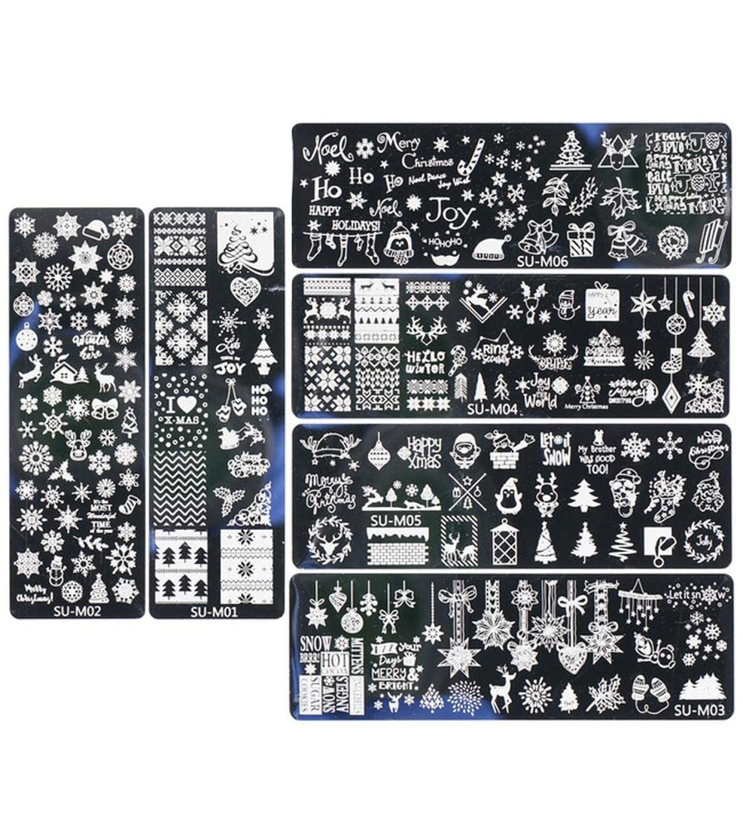 Danlai Christmas Nail Stamping Plates Kit - 6 Snowflake & Tree Designs for Manicure Art | Perfect for Women & Girls - Buy Online on GoSupps.com
