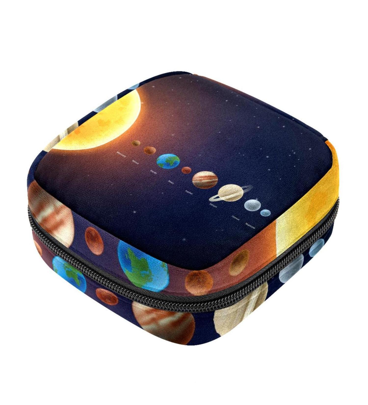 Portable Solar System Sanitary Napkin Storage Bag | Menstrual Cup Pocket with Zipper for Teens & Women - Buy Online on GoSupps.com