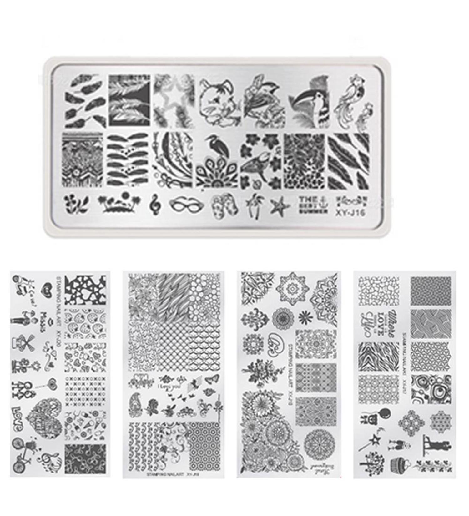 Nail Art Stamping Template Kit - 5 Geometric Pattern Plates for DIY Nail Art | Multi-Style Manicure Templates - Buy Online on GoSupps.com