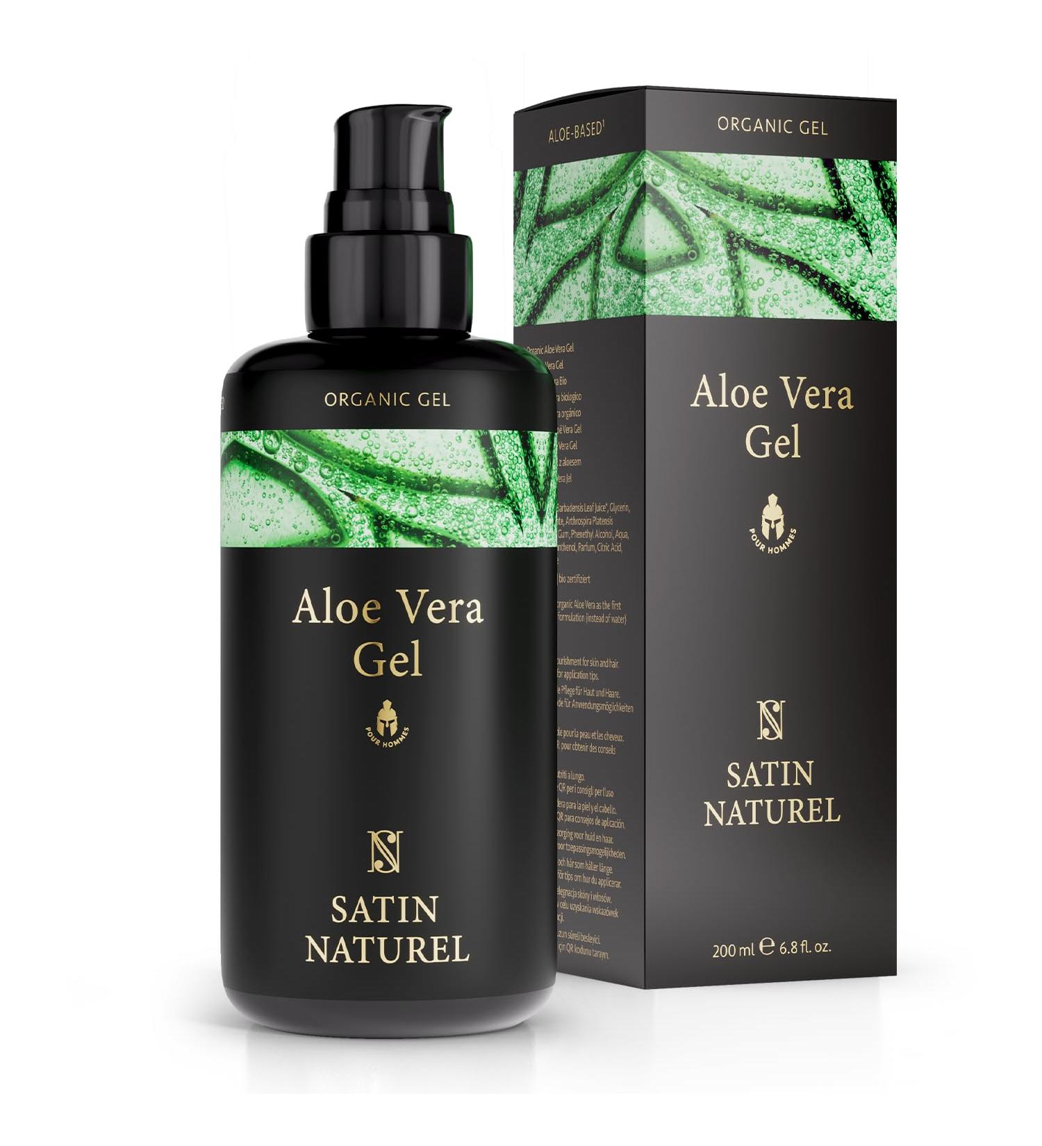 3-in-1 Mens Aftershave Balm Moisturiser & Hair Gel 200ml - Aloe Vera Gel with Hyaluronic Acid - Skin Care Face Moisturiser for Men - Post Shave Balm - Natural Mens Hair & Skincare - Satin Naturel - Buy Online on GoSupps.com
