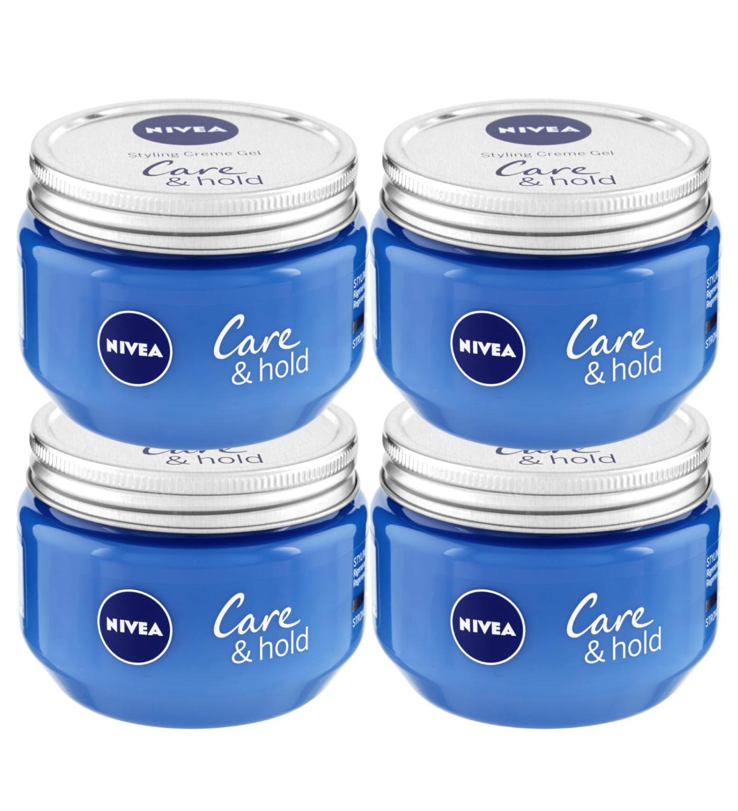 NIVEA Care & Hold Cr me Styling Gel for hair with long hold antifrizz cream with vitamin B3 for short and medium hair 4 cans of 150 ml - Buy Online on GoSupps.com