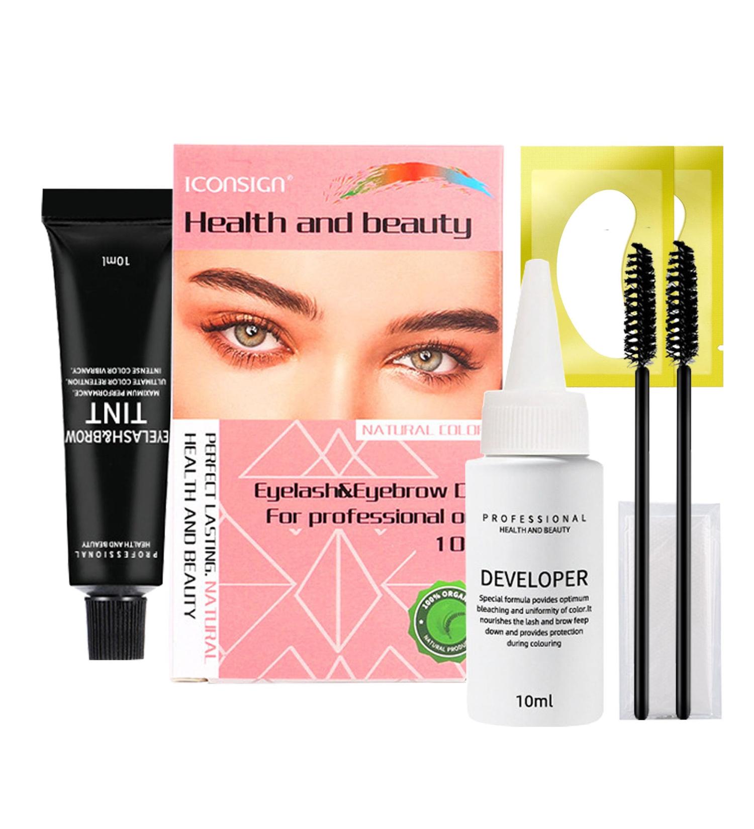 Eyebrow Color Kit - 2 in 1 Eyelash & Eyebrow Set | Quick & Thick Natural Coloring for DIY at Home - 10ml (Black - Buy Online on GoSupps.com