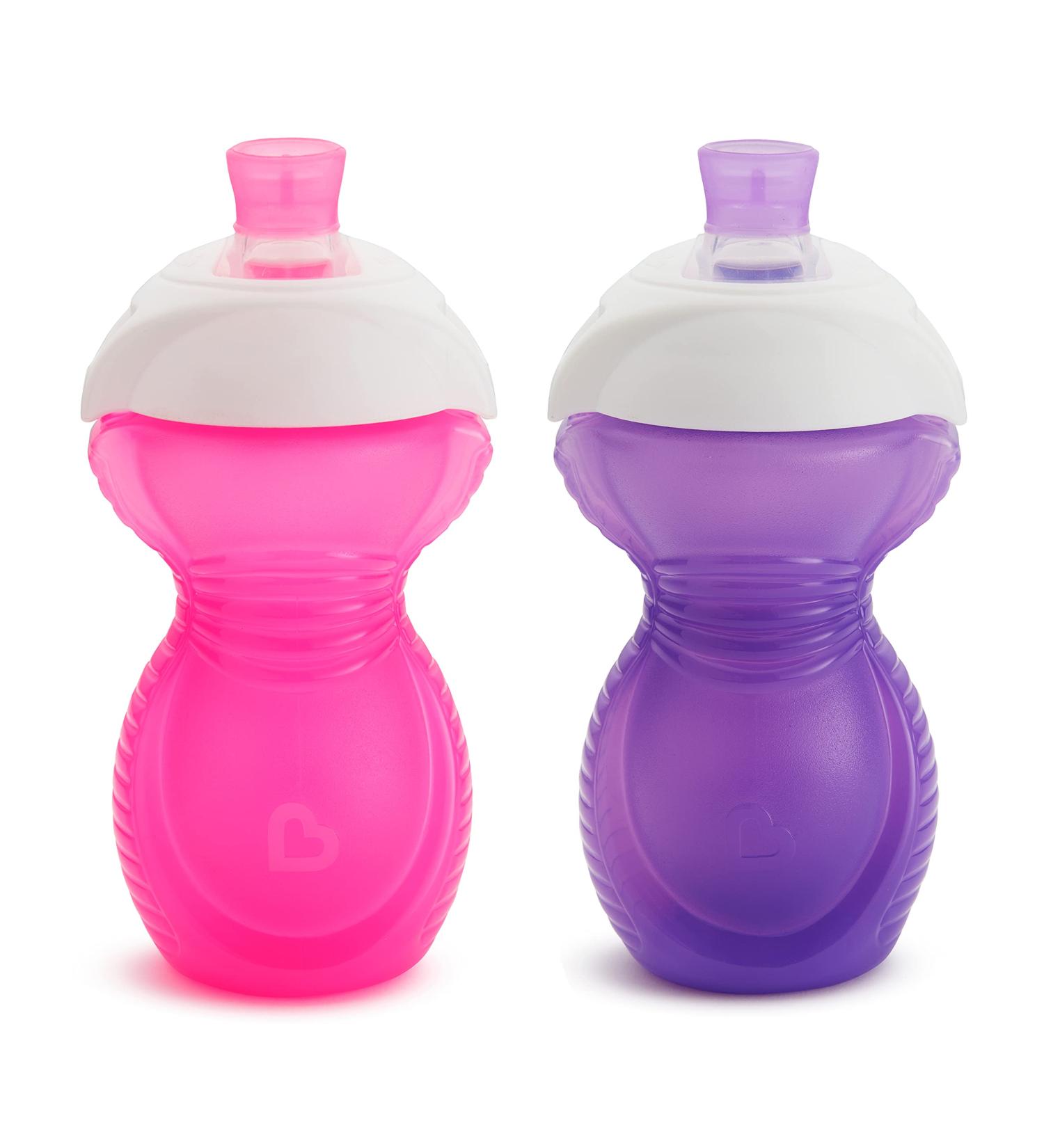 Munchkin Click Lock 9oz Sippy Cup 2 Pack - Bite Proof, Pink/Purple & White - Buy Online on GoSupps.com