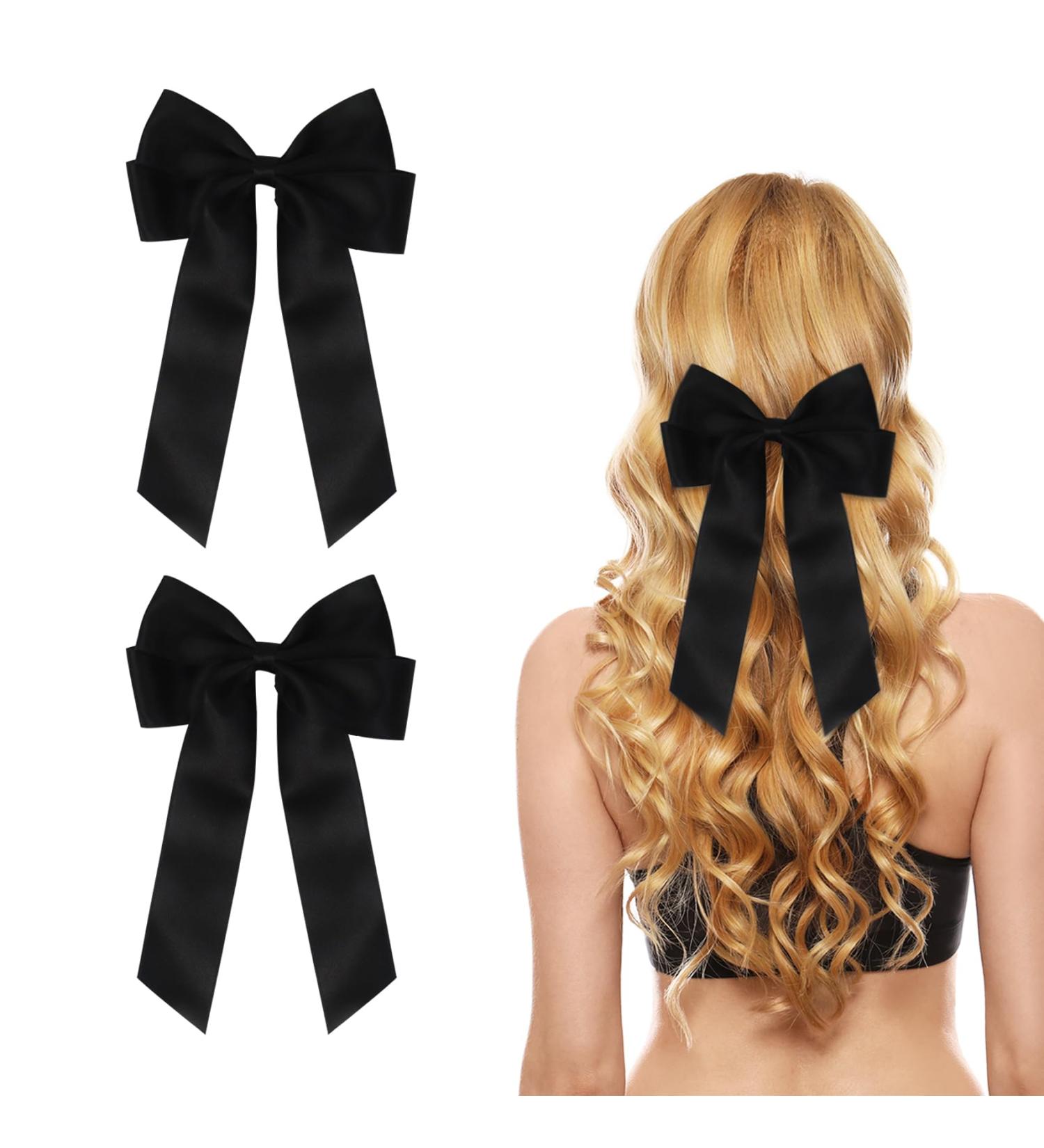 2 Pack Bow Hair Clips Black Hair Bows for Women Girls Large Bow Clips Hair Barrette Hair Accessories - Buy Online on GoSupps.com