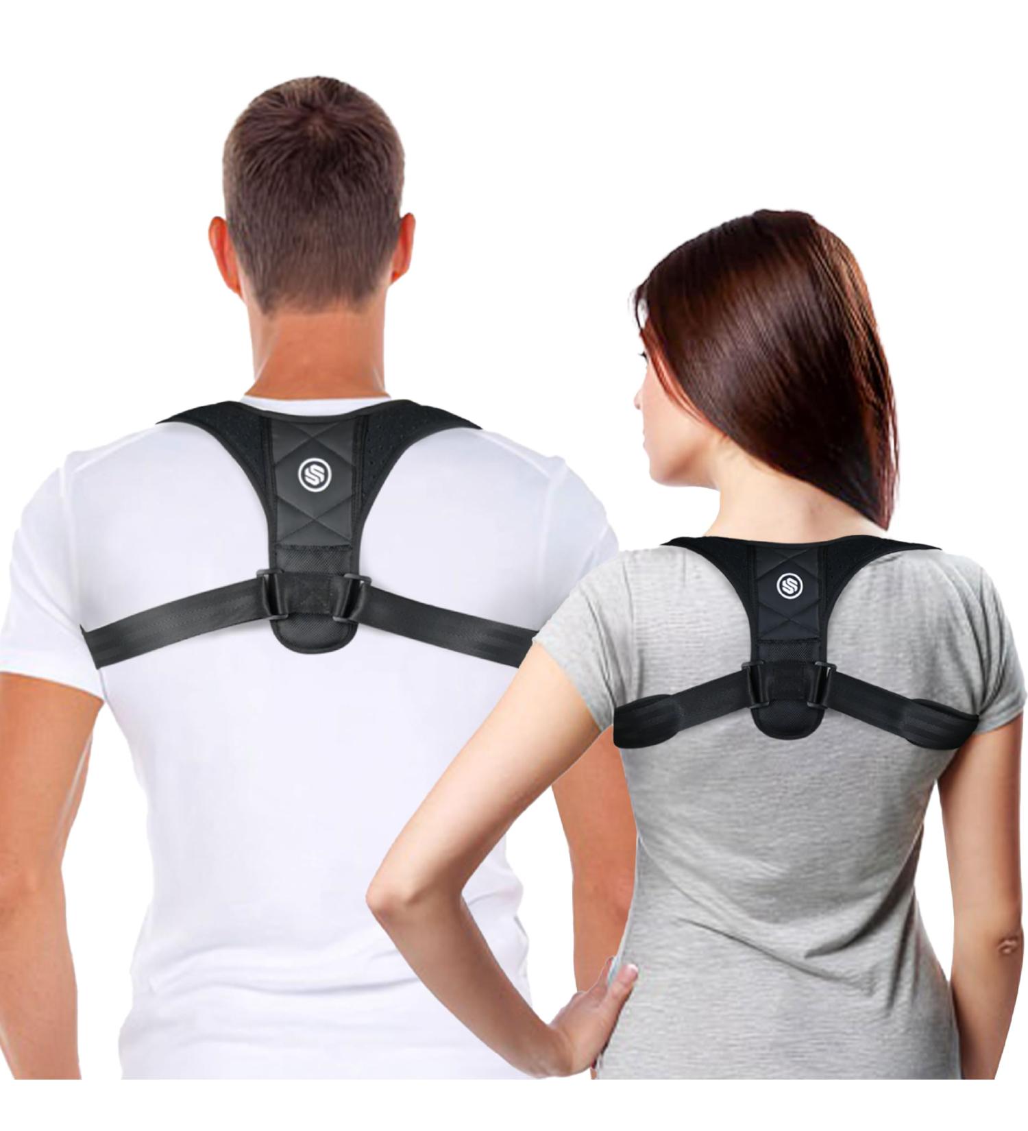 Posture Corrector for Men & Women | Breathable Upper Back Brace for Instant Hunchback Relief | Adjustable Back Straightener | One Size Black - Buy Online on GoSupps.com
