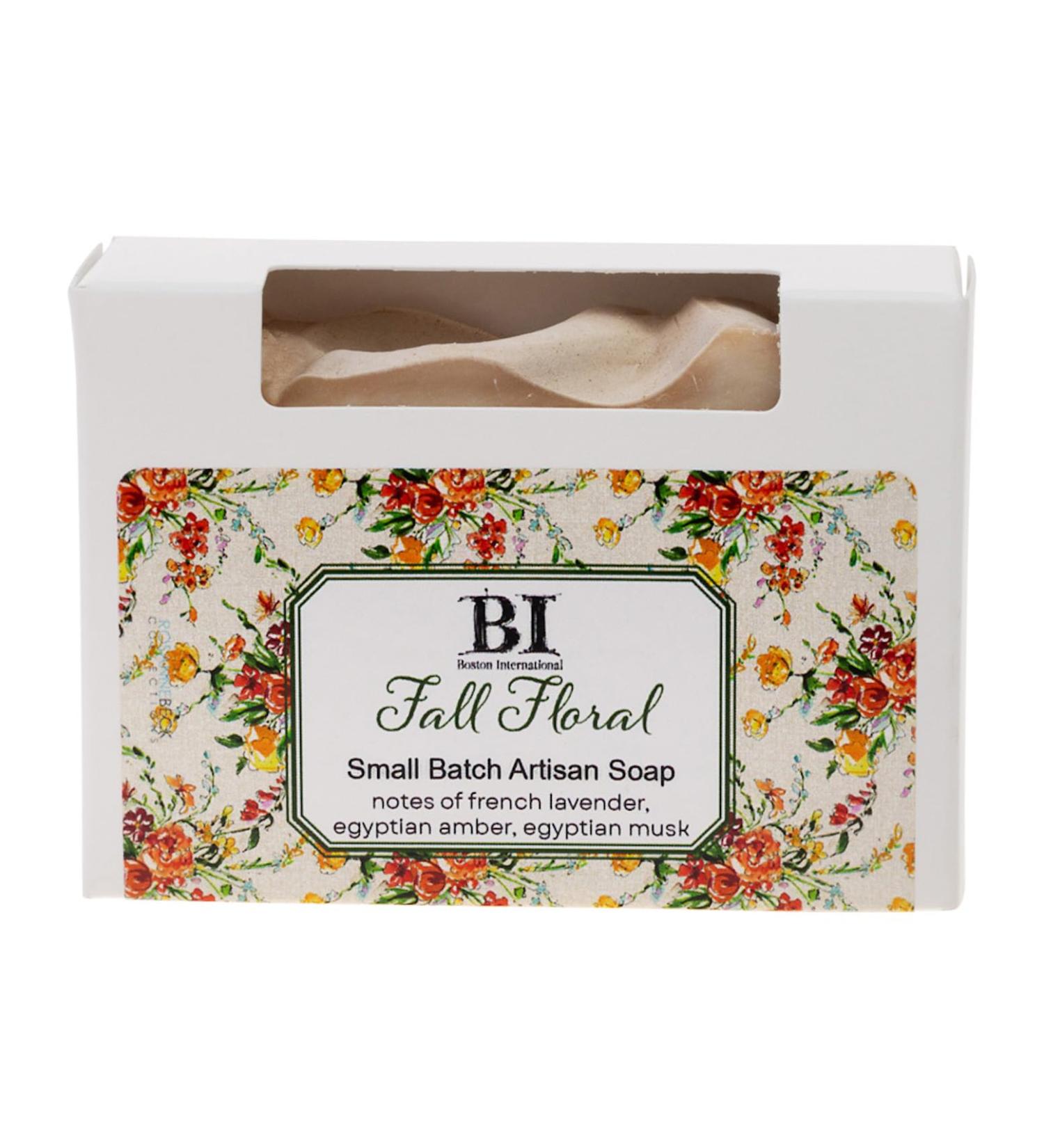 Boston International Scented Bar Soaps Made in the USA Fall Small Batch Artisan Cold Process Soap 4.5 Ounces Fall Floral Pattern (French Lavender Egyptian Amber Egyptian Musk)