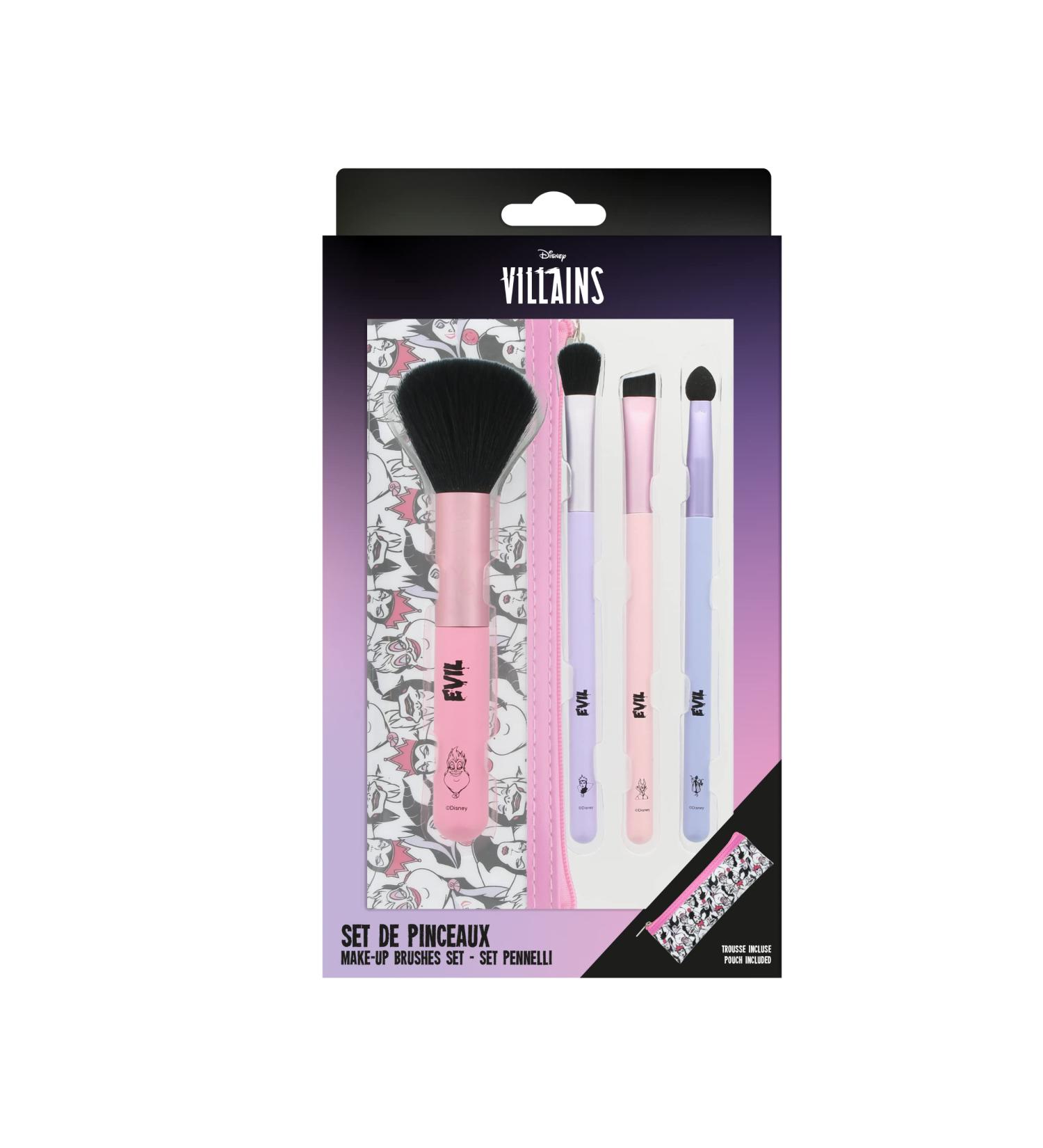 Disney villains - Les Vilains makeup brushes game - x4 facial brush + storage kit - Ursula - Malefica - Cruella d'Effer - les m chants - Buy Online on GoSupps.com