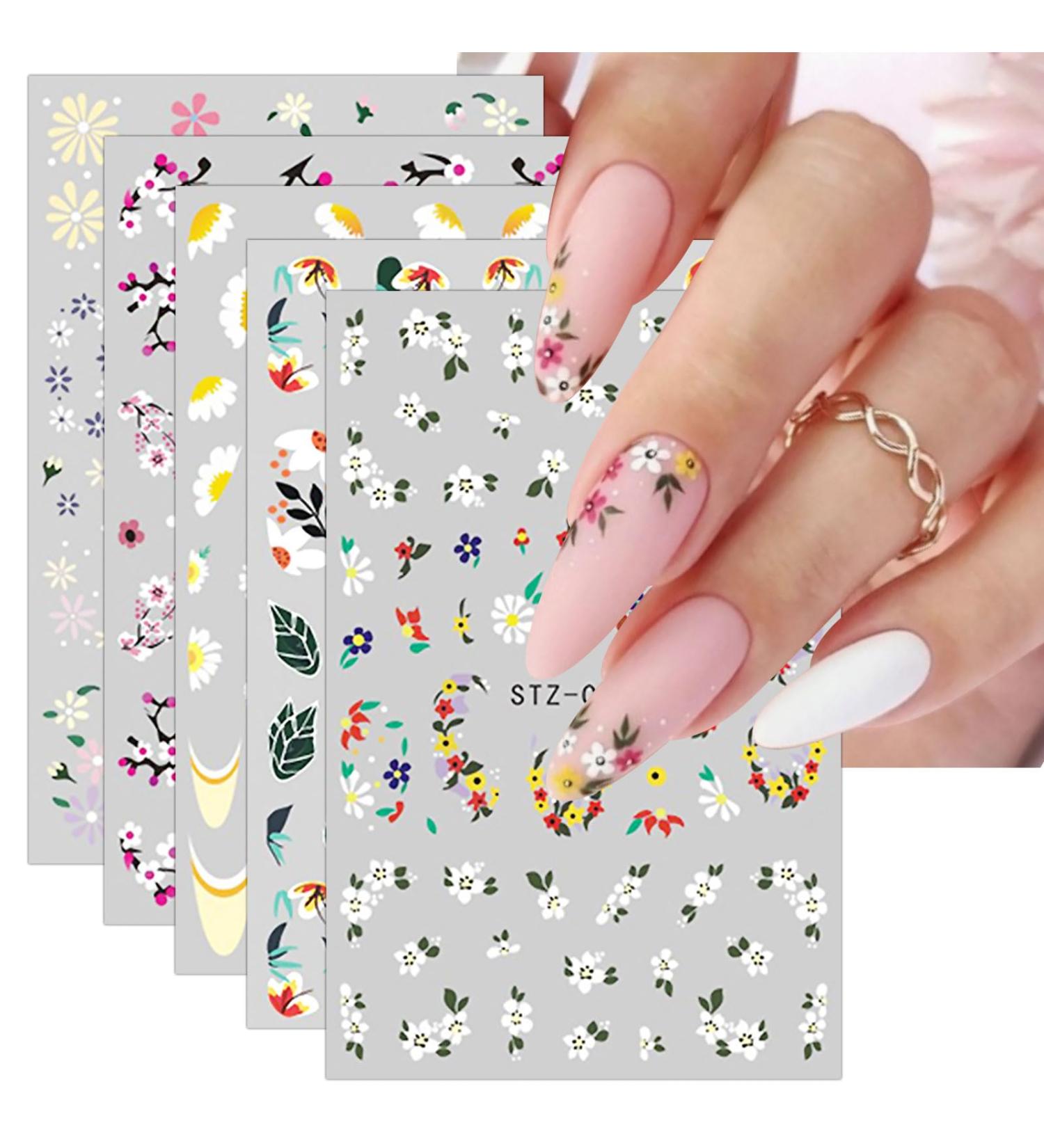 JMEOWIO 12 Sheets Flower Nail Art Stickers Decals Self-Adhesive Spring Summer Colorful Floral Nail Supplies Nail Art Design Decoration Accessories - Buy Online on GoSupps.com