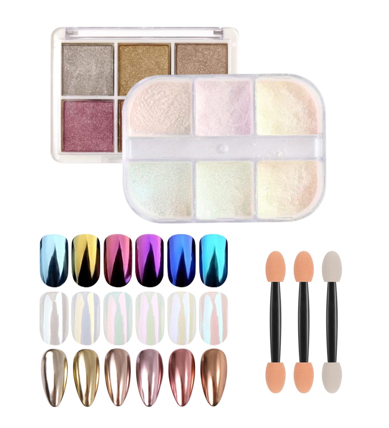 Bestomrogh Chrome Nail Powder Set - 2 Pcs Shiny Glitter for Nail Art Decoration - Buy Online on GoSupps.com