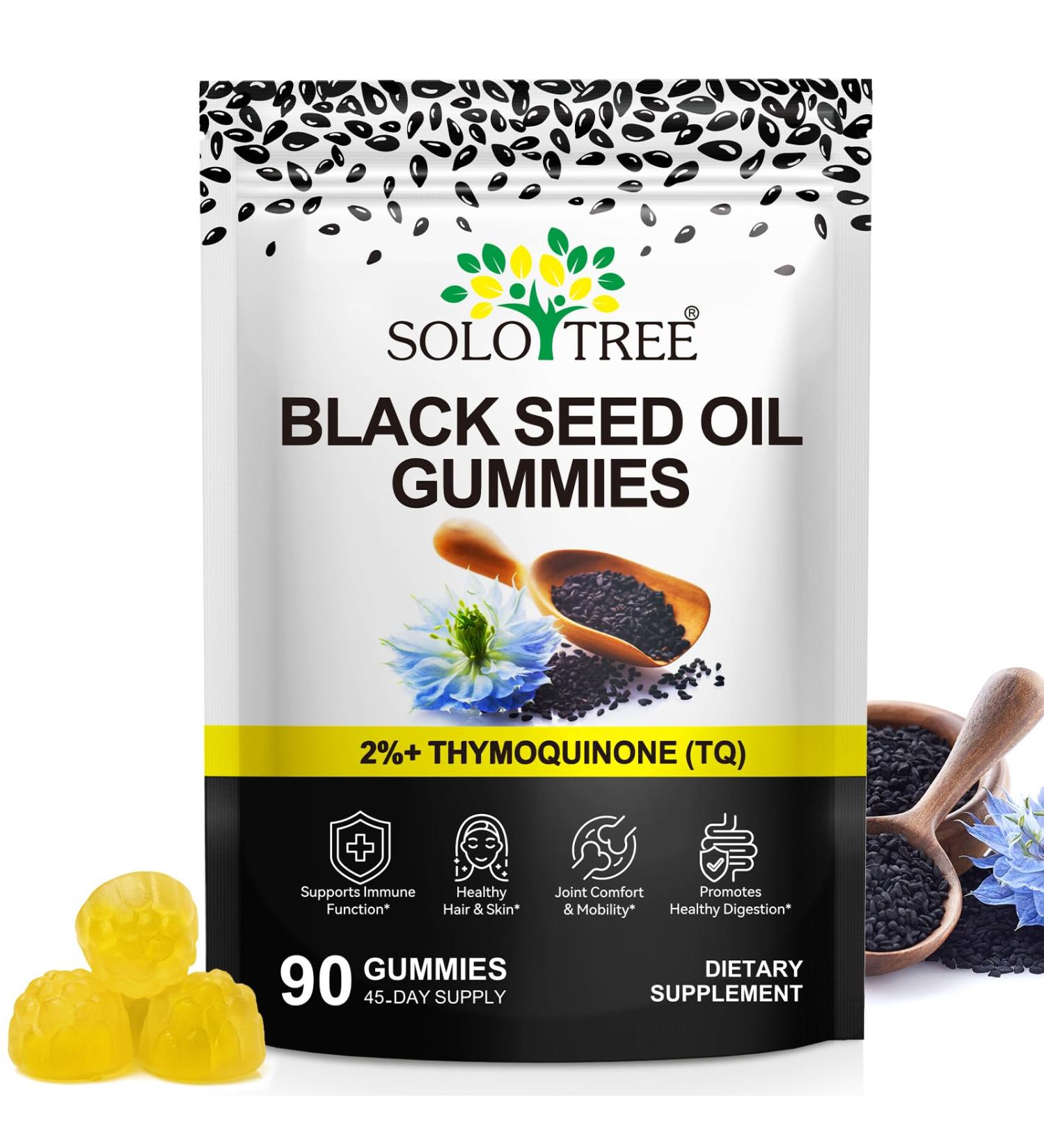 Black Seed Oil Gummies Pure Nigella Sativa for Skin Health & Immune Support Cold-Pressed Black Cumin Seed Oil 90 Gummy - Buy Online on GoSupps.com