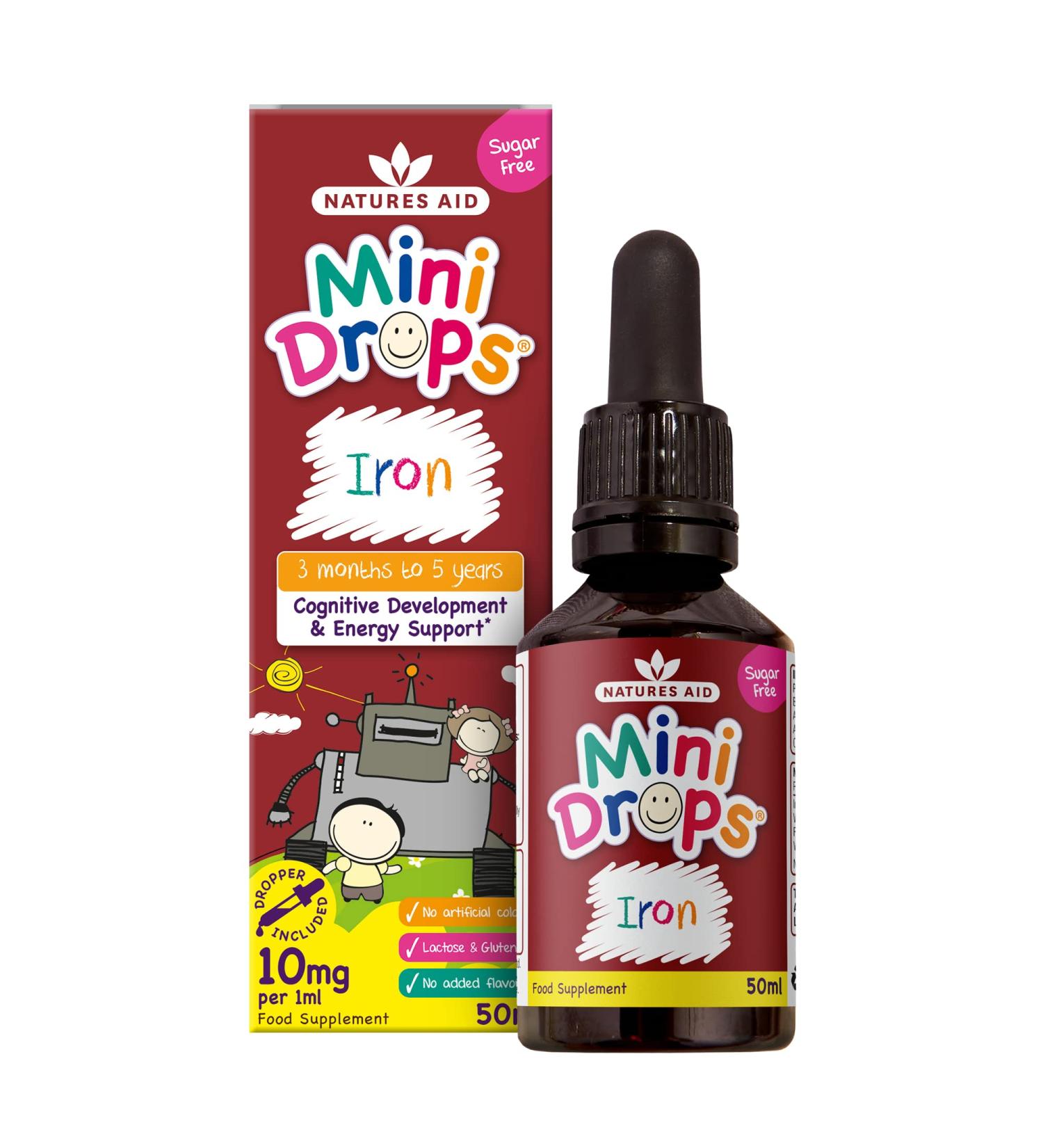 Natures Aid Mini Drops Iron Supplement - 1.69 fl oz - Buy Online on GoSupps.com