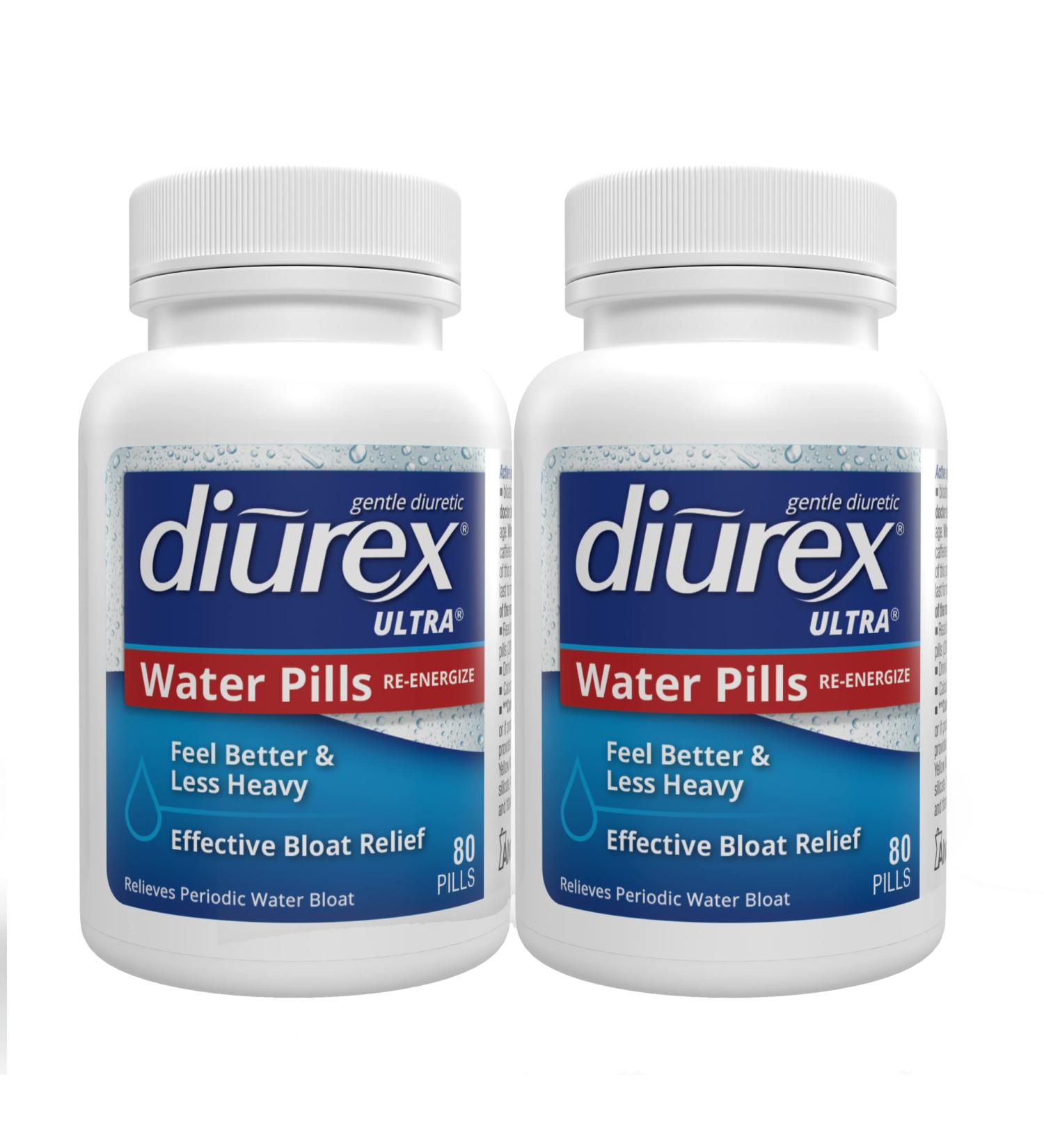 Diurex Ultra Re-Energizing Water Pills - Relieve Water Bloat and Feel Lighter - 2 Bottles, 80 Count Each - Buy Online on GoSupps.com