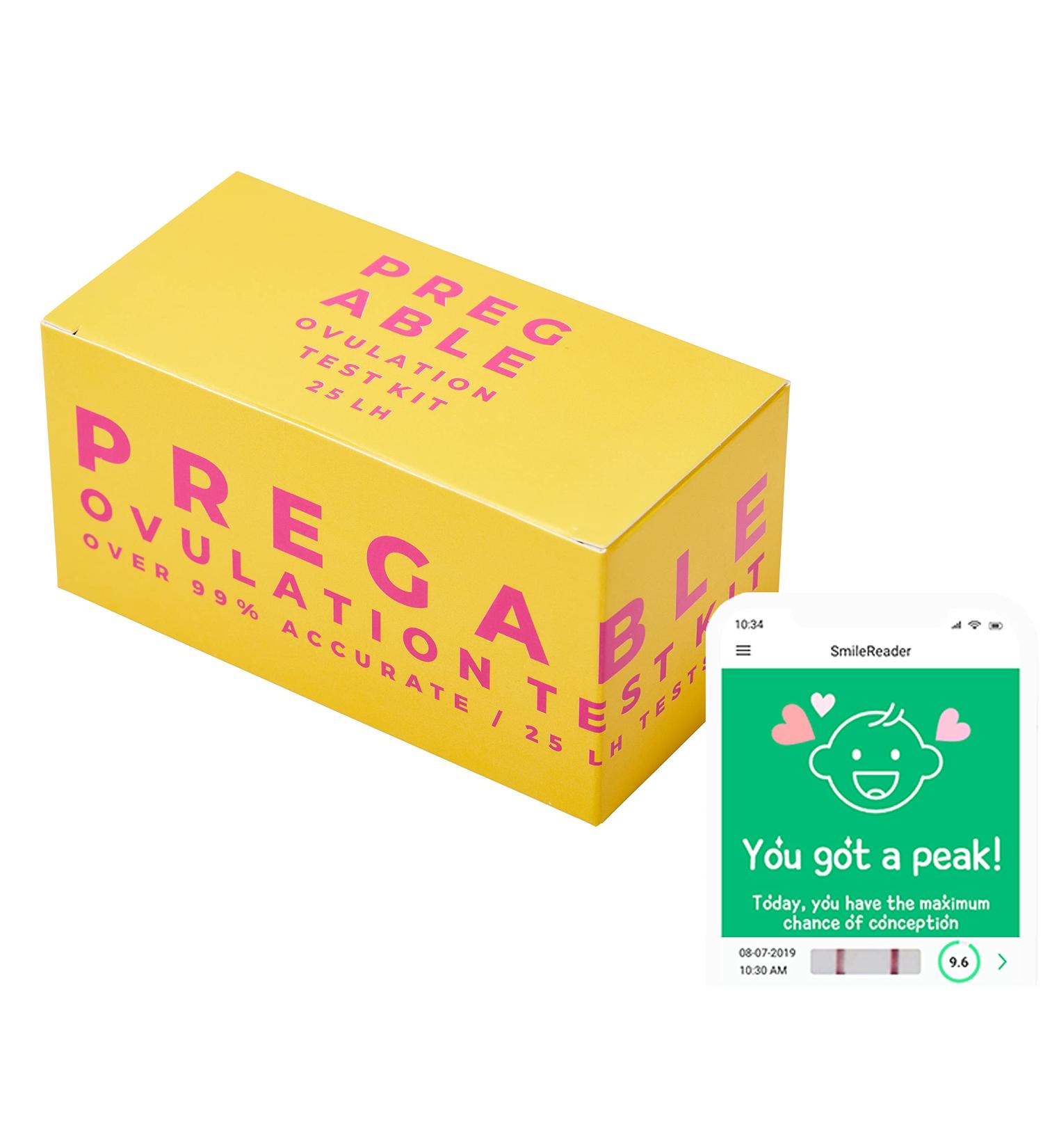 Pregable 25 Ovulation Test Kit with Free Tracker App - 25 LH Strips - Ovulation Predictor for iOS and Android - Buy Online on GoSupps.com