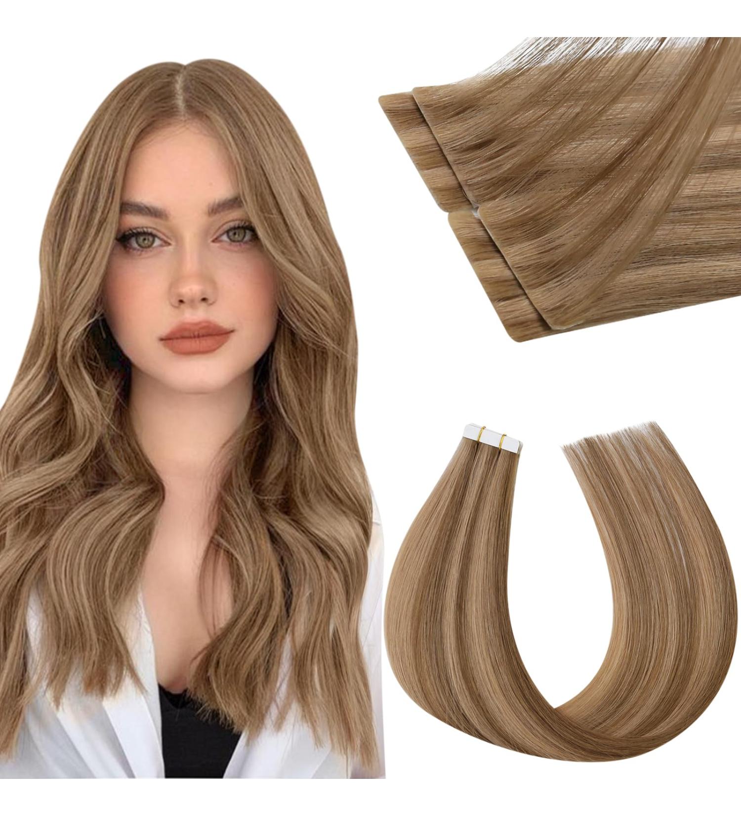 Moresoo virgin tape in extensions real hair brown invisible tape extensions injection hair real hair extensions tape medium brown with golden brown 35cm good quality #p6/10 5 pieces 10 gram 35 cm 2. virgin #p6/10