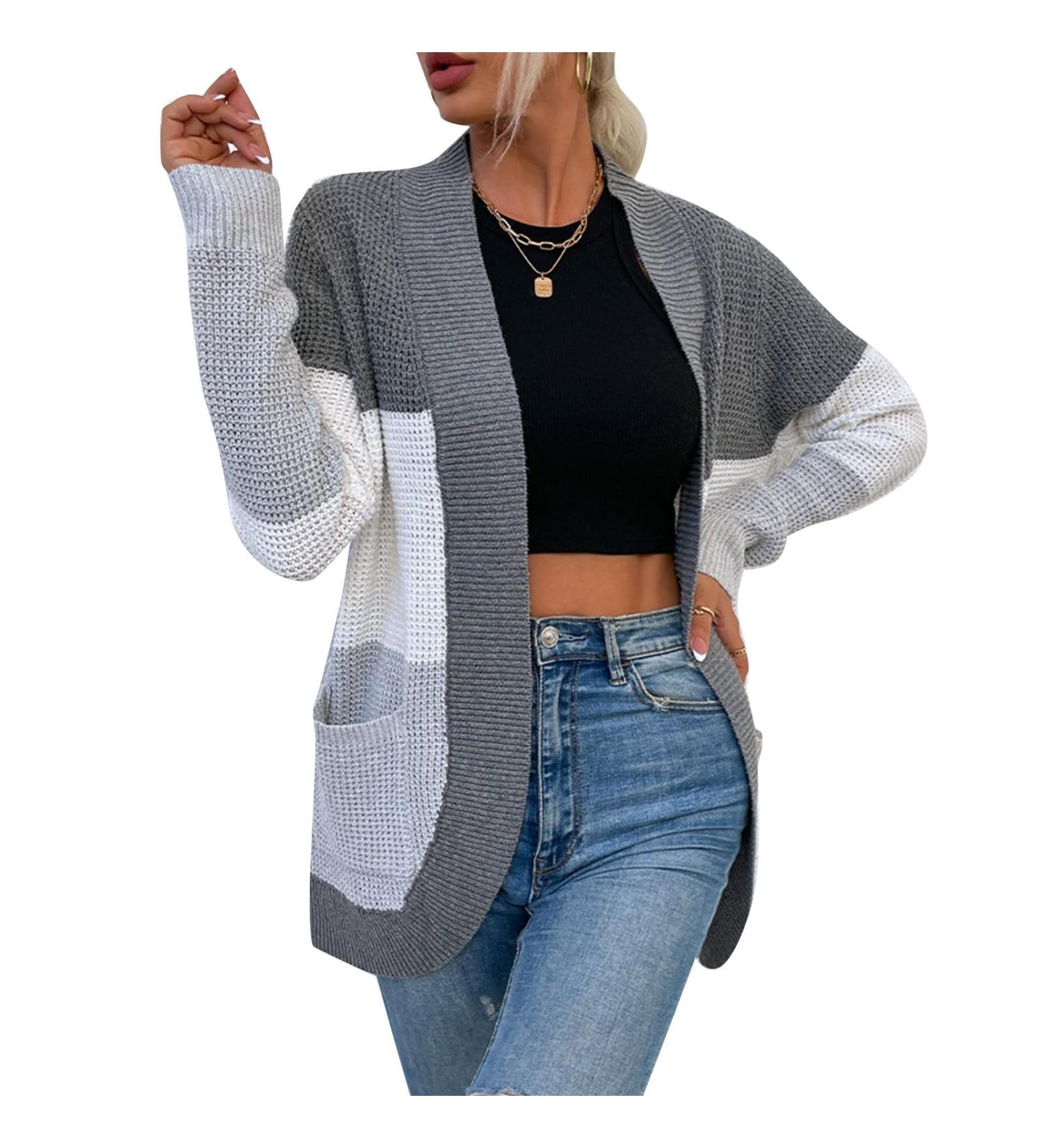 Zudoo Knitted Outerwear | Soft Open Front Long Sleeve Warm Casual Travel Sweater - Gray L for International Shipping - Buy Online on GoSupps.com