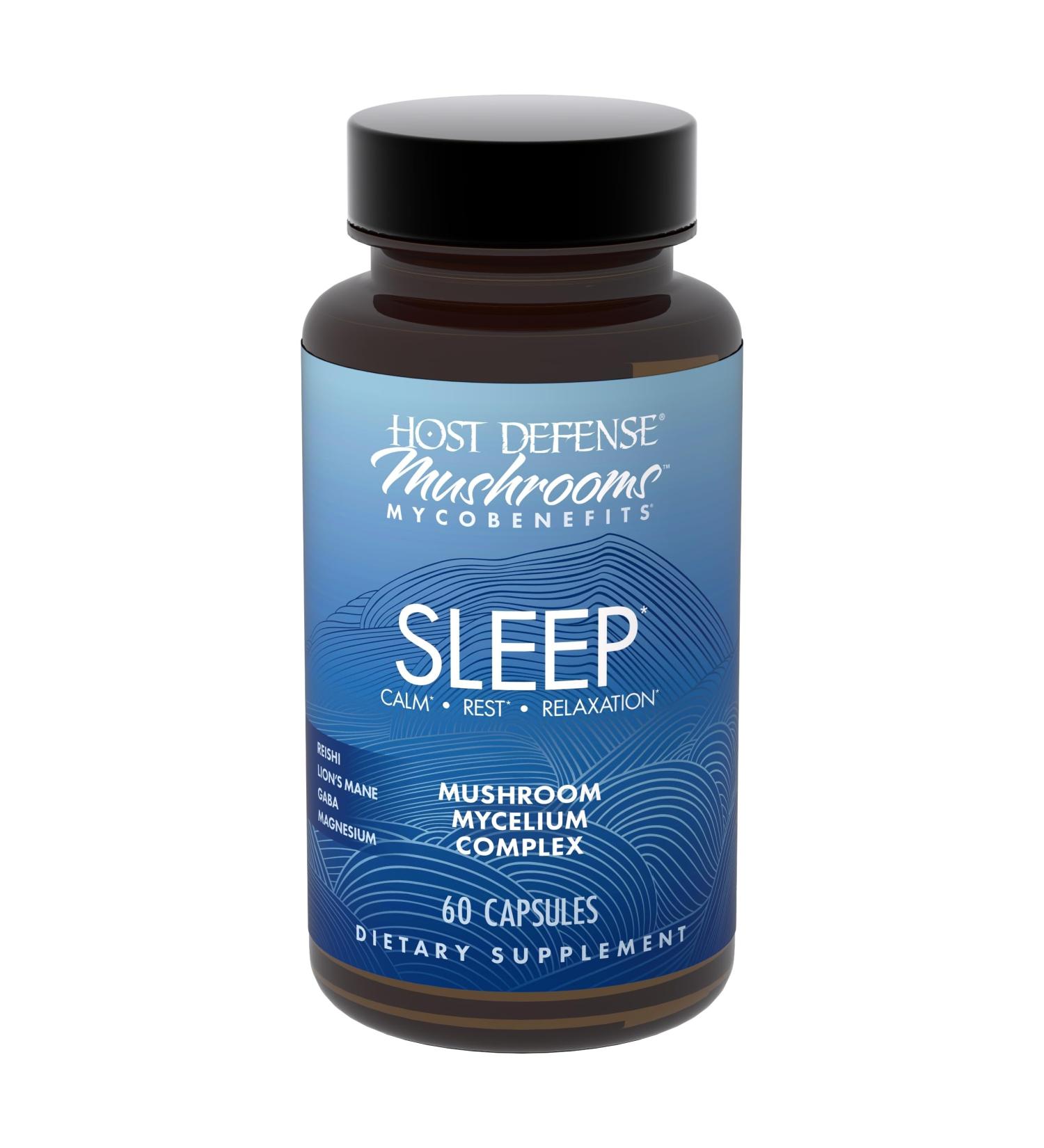 Host Defense MycoBenefits Sleep* Capsules - Rest Support for Healthy Sleep Quality - Calming Supplement with Magnesium Lion's Mane & GABA - Aids Balanced Rest Cycles - 60 Capsules (30 Servings)* - Buy Online on GoSupps.com
