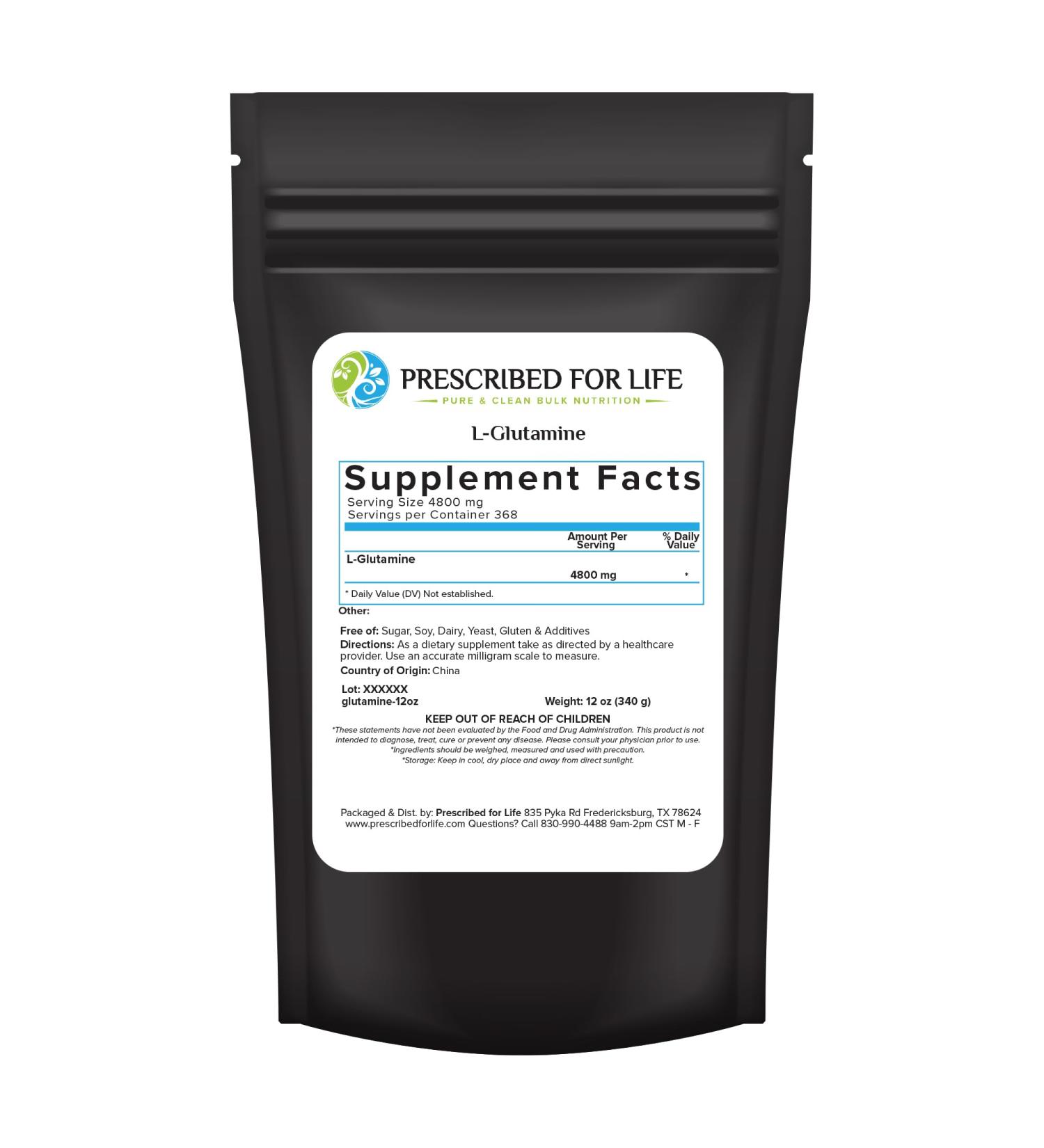 Prescribed For Life L Glutamine Powder Pure L Glutamine Amino Acids Supplement Gluten Free Vegan Kosher Non GMO (340g) 11.99 Ounce (Pack of 1) - Buy Online on GoSupps.com