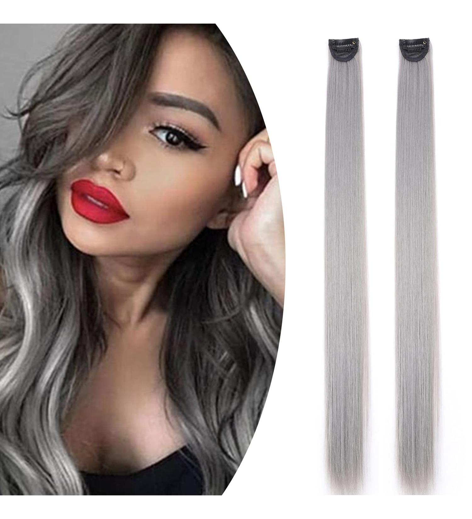 Rainbow Clip-In Hair Extensions - 24 Smooth White Tea Ash 2PCS - Premium Quality Colored Strands - Buy Online on GoSupps.com