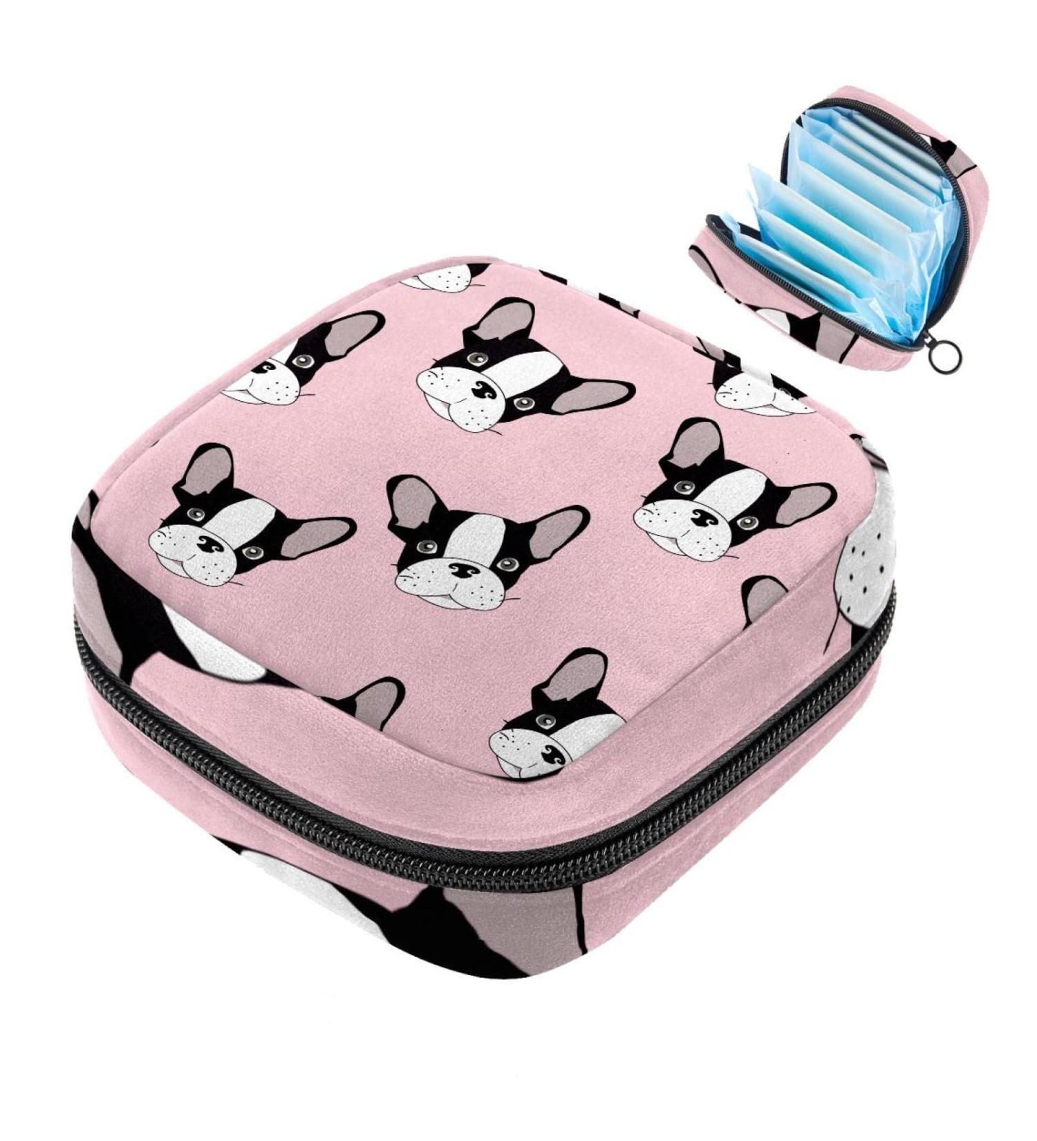 Womens Bulldog Head Napkin Storage Bag - Pink Portable Menstrual Cup & Bandages - Ideal for First Period - Buy Online on GoSupps.com
