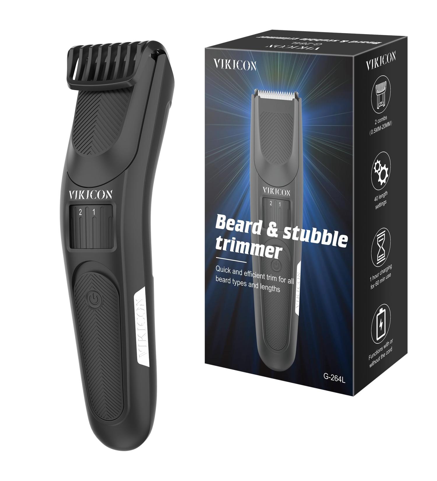 VIKICON Beard Trimmer for Men Electric Hair & Stubble Clipper 40 Length Settings Rechargeable Facial Trimmers w/2 Combs Professional Self Sharpening Blades 150 min Cordless Usage Gift for Men - Buy Online on GoSupps.com