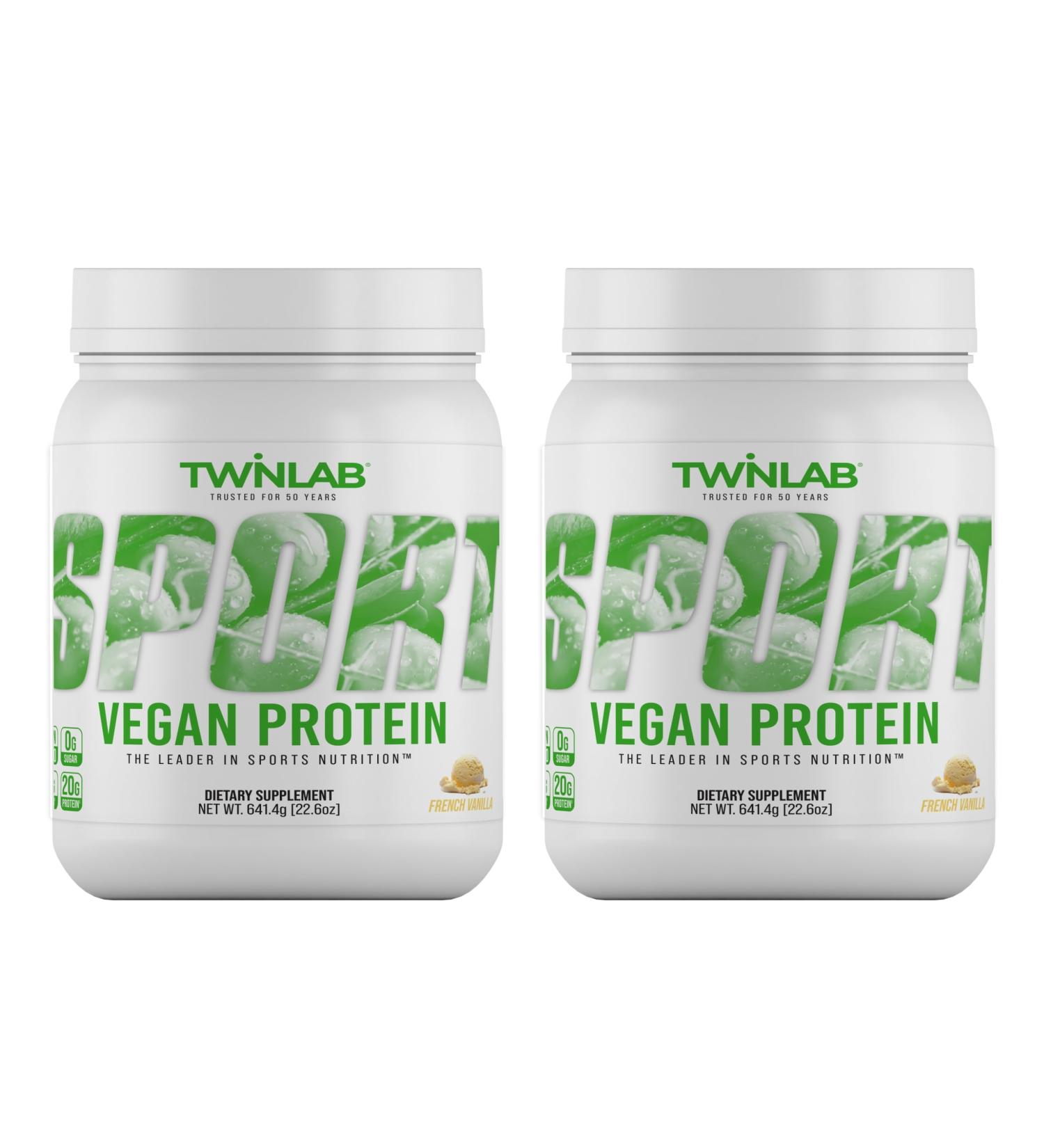Twinlab Sport Vegan Protein - Organic Pea & Rice Protein Powder Vanilla 22.60 oz (Pack of 2) - 20 Servings - Health & Fitness Protein Supplement - Buy Online on GoSupps.com