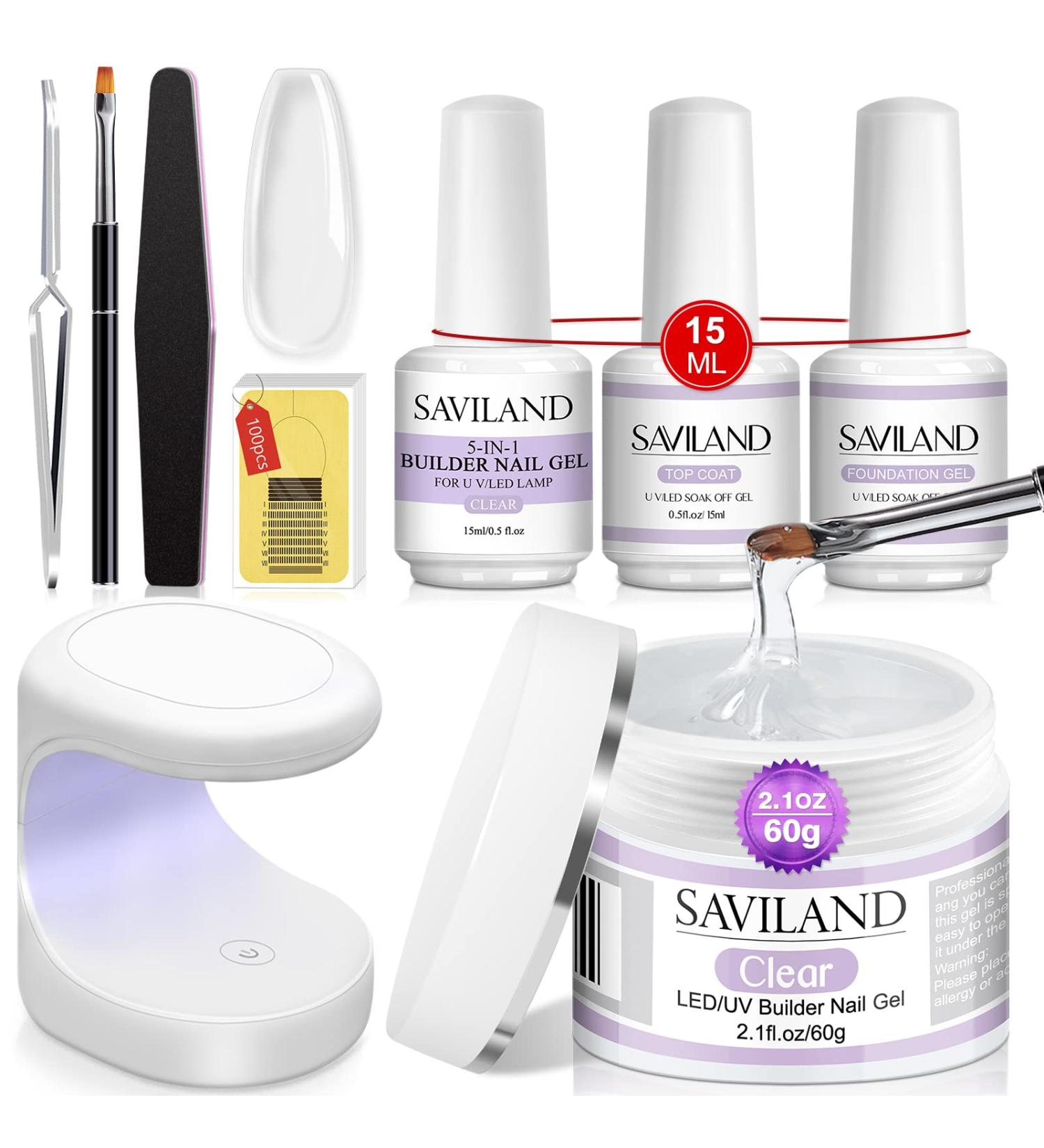 Buy Saviland All-in-One Assembly Gel for Nail Extensions | 60g Clear Builder & 15ml 5-in-1 Base | Strong Nail Art & Repair Gel - International Shipping - Buy Online on GoSupps.com