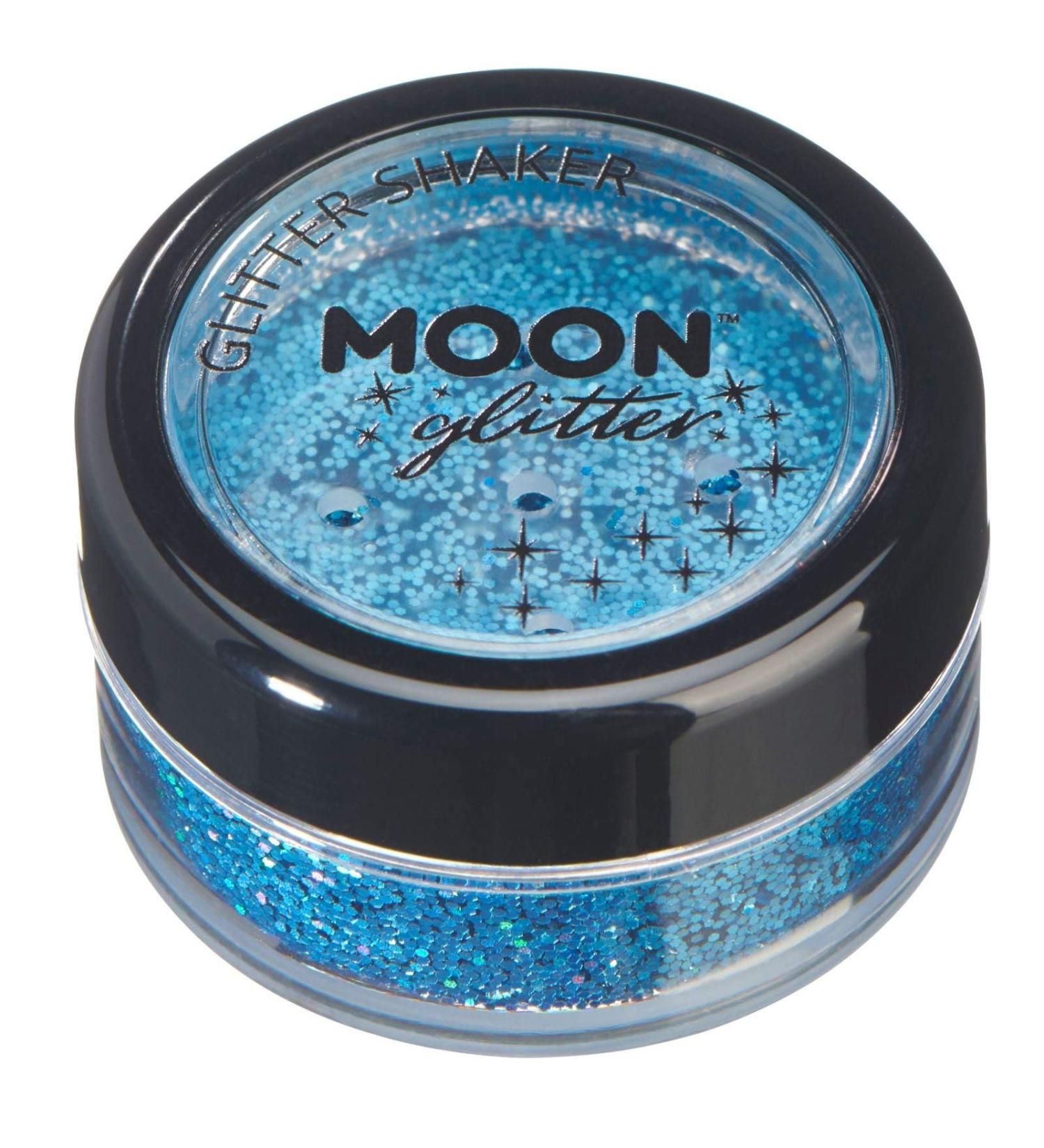 Moon Glitter Blue Holographic Glitter Shaker - 5g - Cosmetic Festival Makeup for Face, Body, Nails, Hair & Lips - Buy Online on GoSupps.com