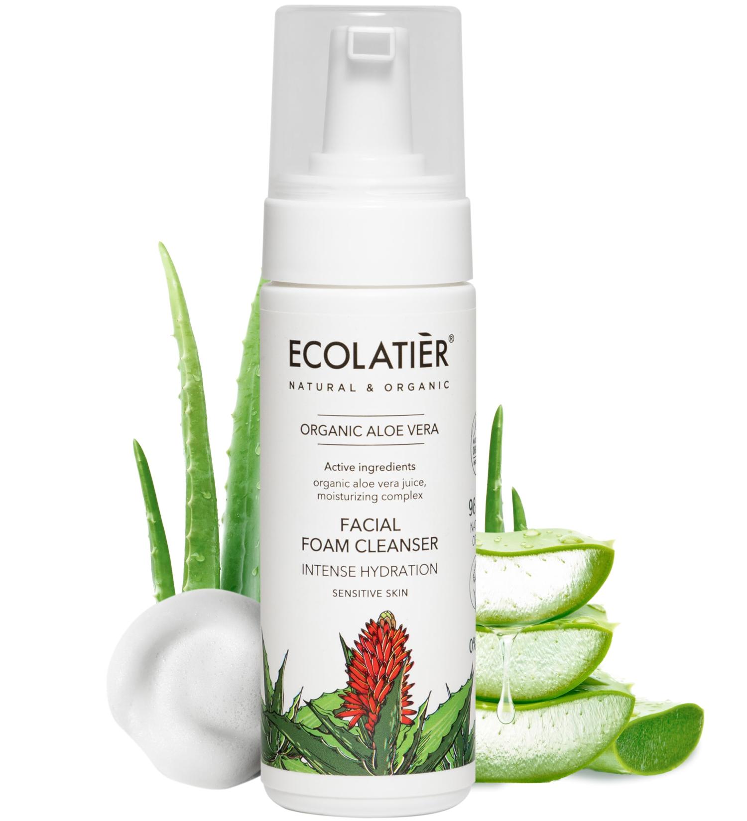 Organic Aloe Vera Facial Foam Cleanser 98.6% Natural Vegan & Hydrating for Sensitive Skin | Intense Hydration Face Wash (5.1 Fl Oz - Buy Online on GoSupps.com