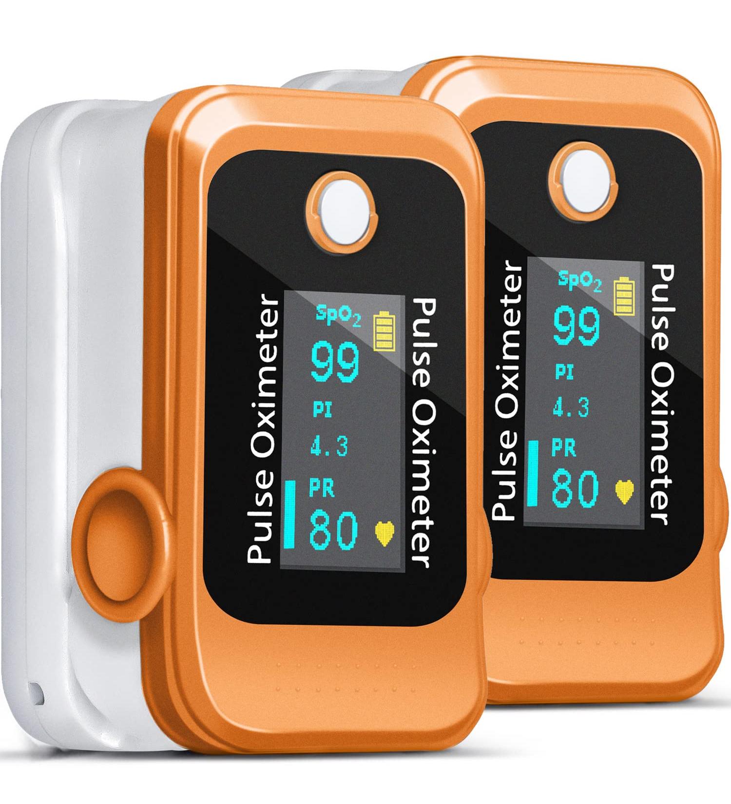 Pulse Oximeter 2-Pack: Fingertip Blood Oxygen Saturation & Heart Rate Monitors - Buy Online on GoSupps.com