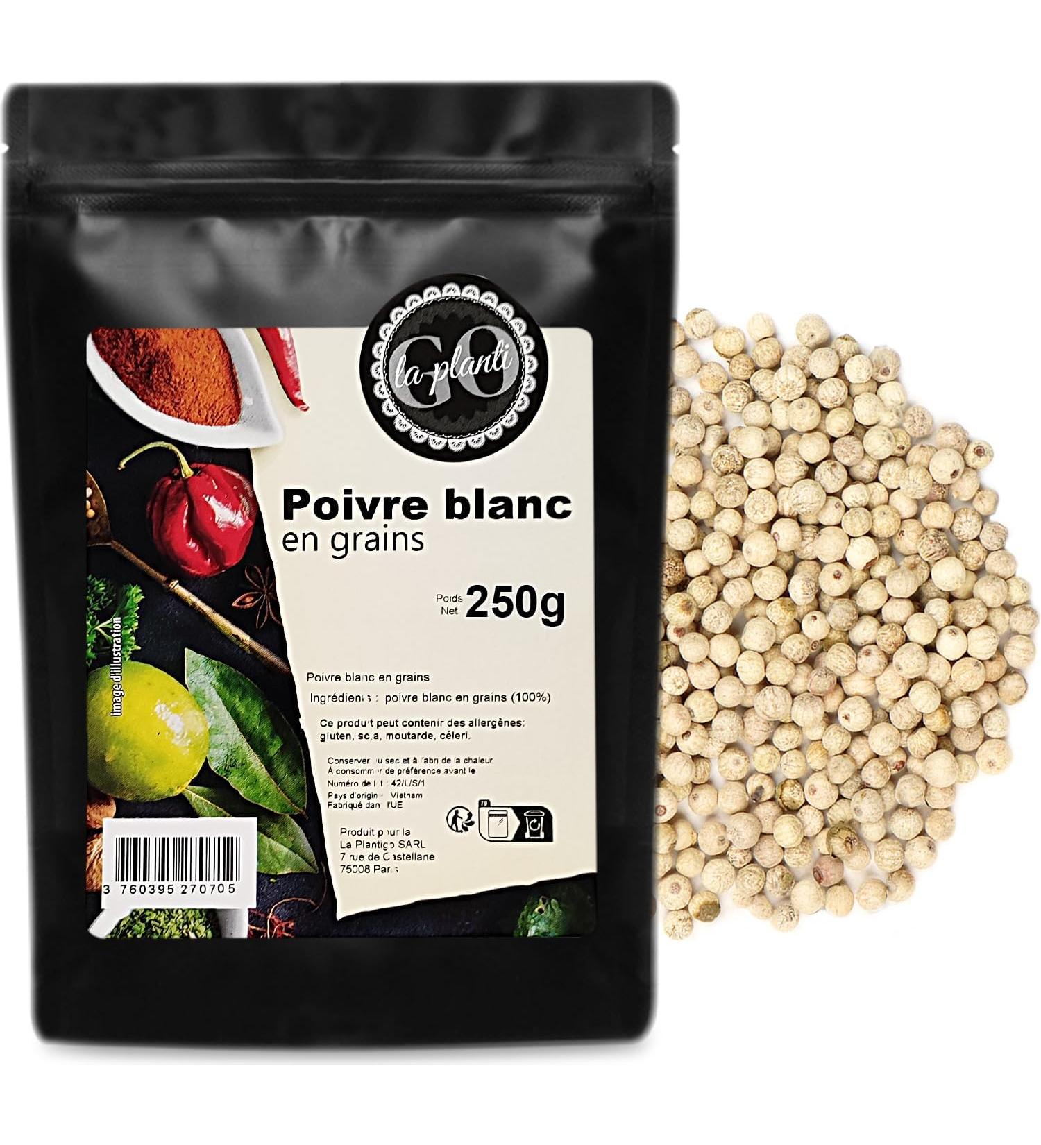 White pepper grains 250 g - LA PLANTIGO - Buy Online on GoSupps.com