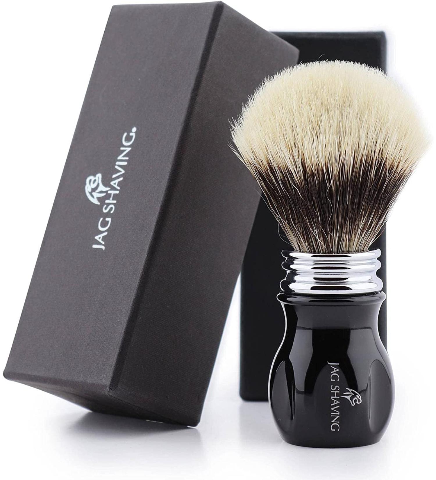 Jag Shaving Badger Hair Shaving Brush - Super Silver Tip & Black Handle for Perfect Wet Shaving | International Shipping - Buy Online on GoSupps.com