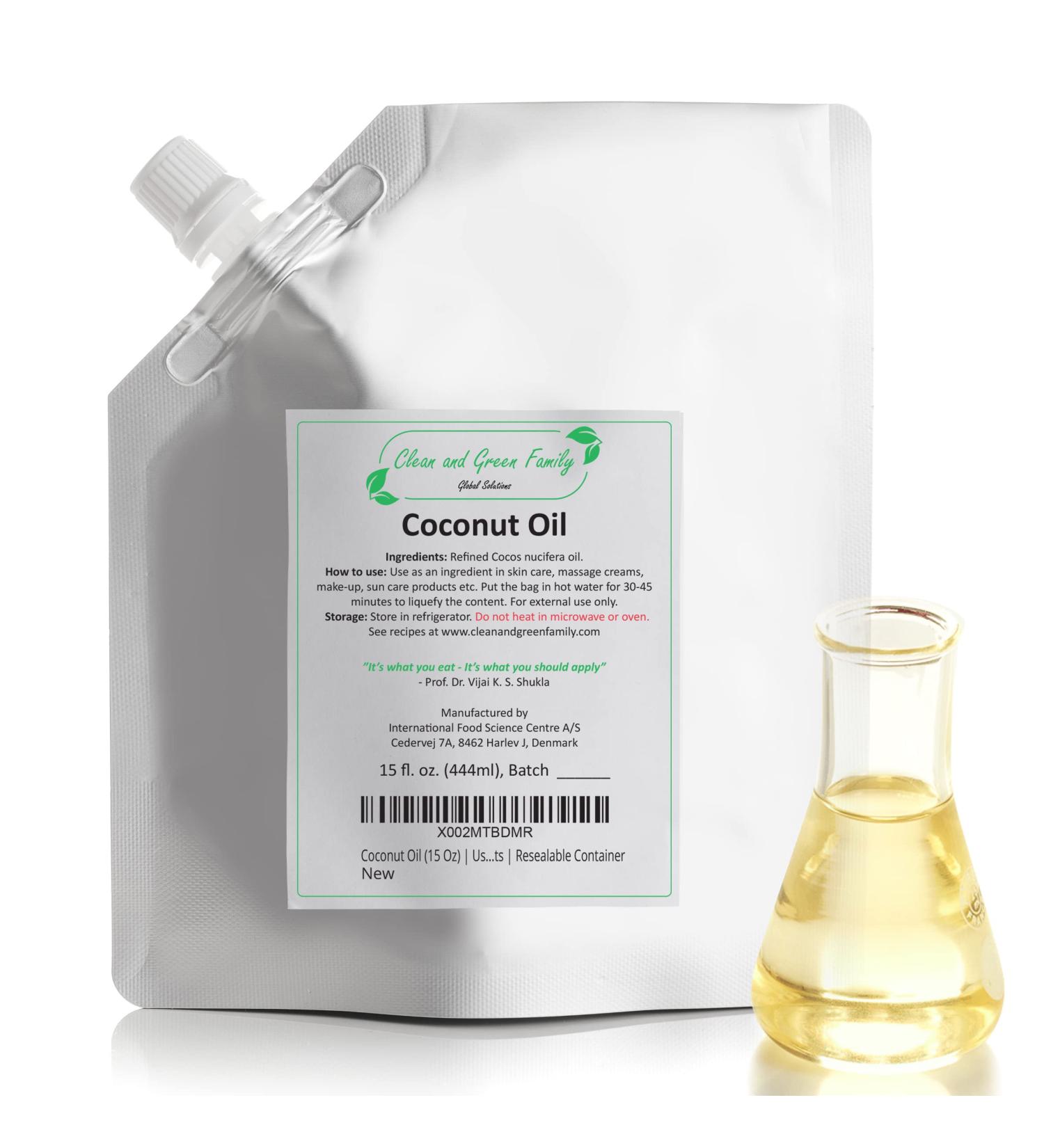 15 Oz Refined Pure Coconut Oil - 100% Natural Base Oil for Skin & Hair - Unscented, Resealable Pouch - Buy Online on GoSupps.com