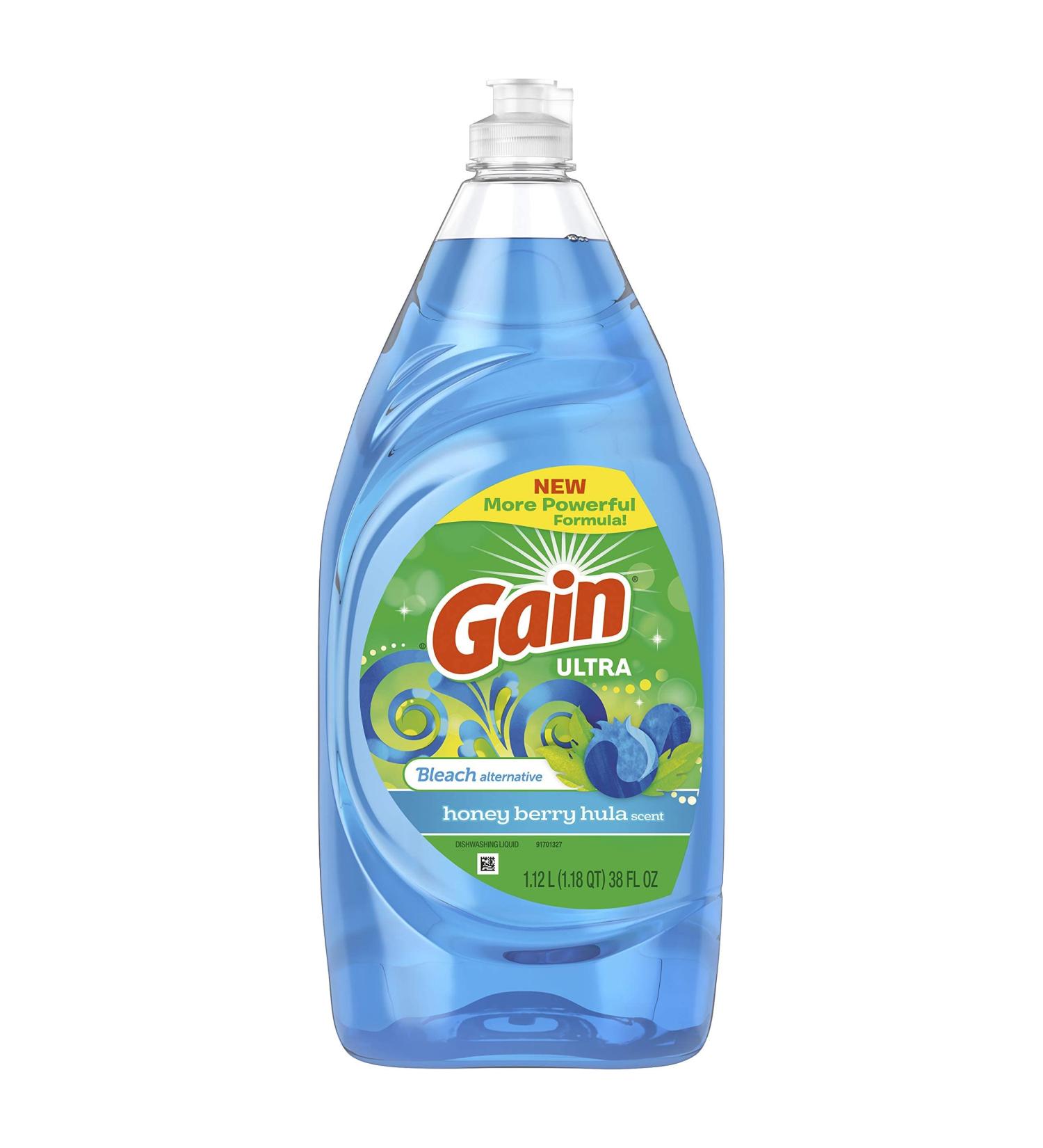 Gain Ultra Bleach Dishwashing Liquid Dish Soap, Honey Berry Hula Scent - 38 Fl Oz (Pack of 1) - Packaging May Differ