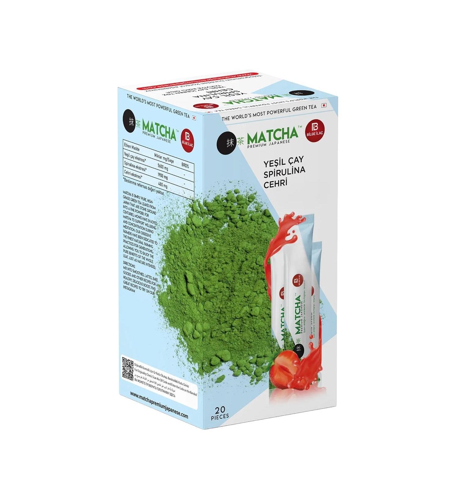 Th Matcha Premium Japonais Th vert en poudre avec spiruline & ar me fraise 20 sachets - Buy Online on GoSupps.com