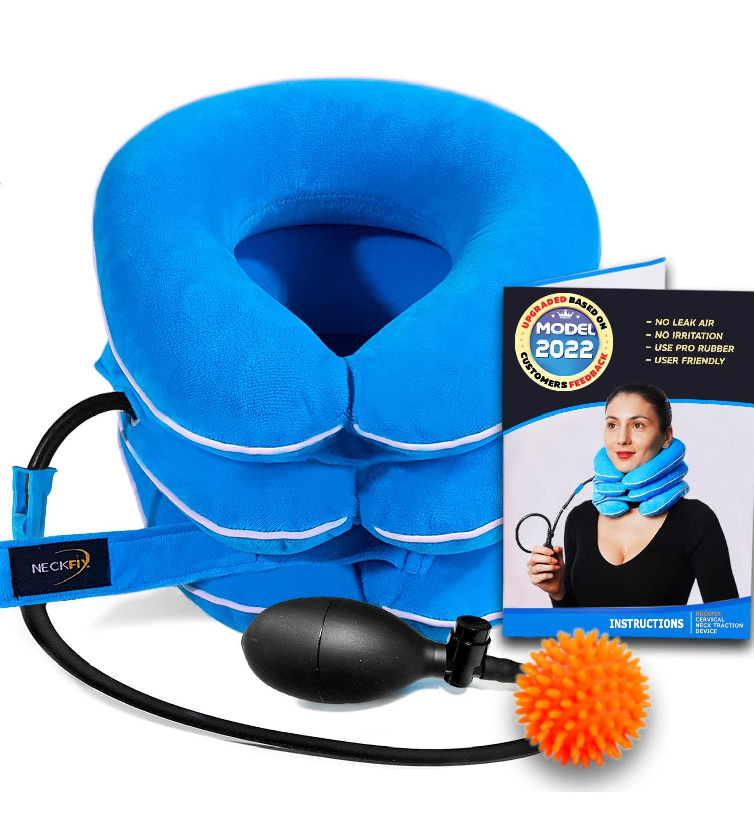 NeckFix Cervical Neck Traction Device for Instant Pain Relief - Pinched Nerve Stretcher + Bonus | 12-17 inch - Buy Online on GoSupps.com