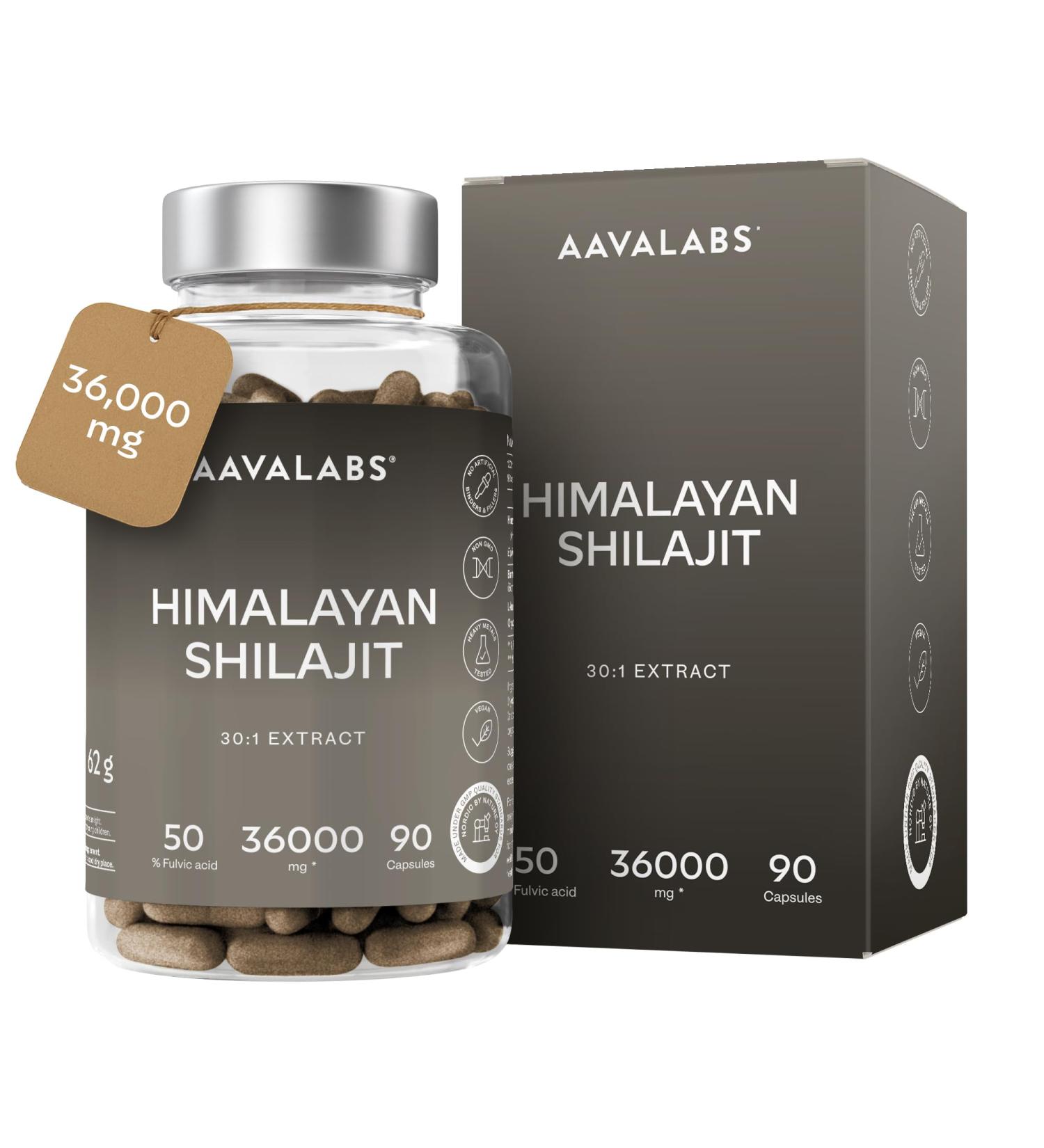 AAVALABS Pure Himalayan Shilajit 36000 mg 301 extract 90 Pure Shilajit Capsules for Men not Shilajit Tablets with 50 Fulvic Acid Better than Himalayan Shilajit Resin Rich in Trace Minerals - Buy Online on GoSupps.com