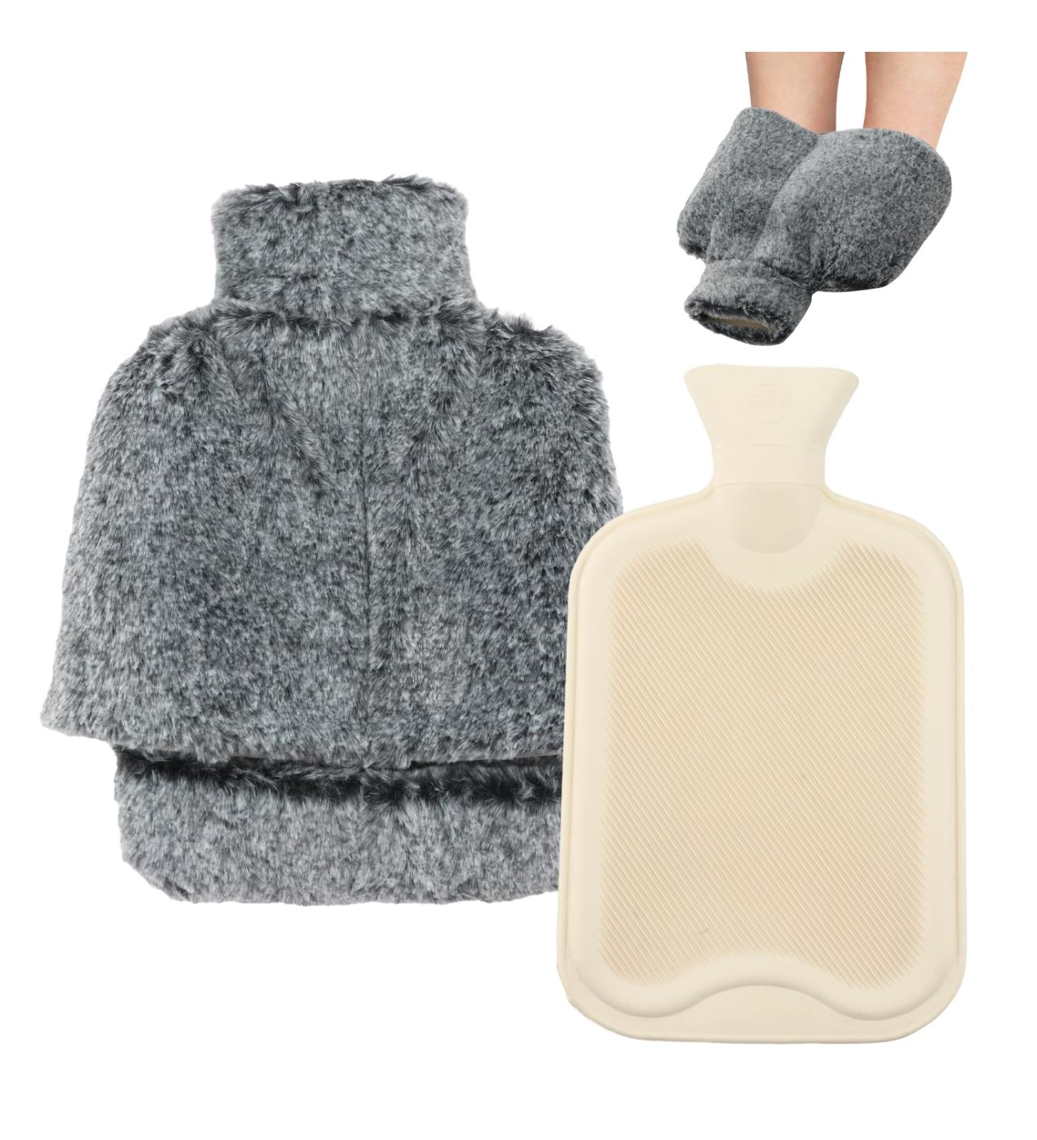 2 in 1 Flannel Hot Water Bottle for Feet - Electric-Free Heating Pad for Winter Warmth - Buy Online on GoSupps.com