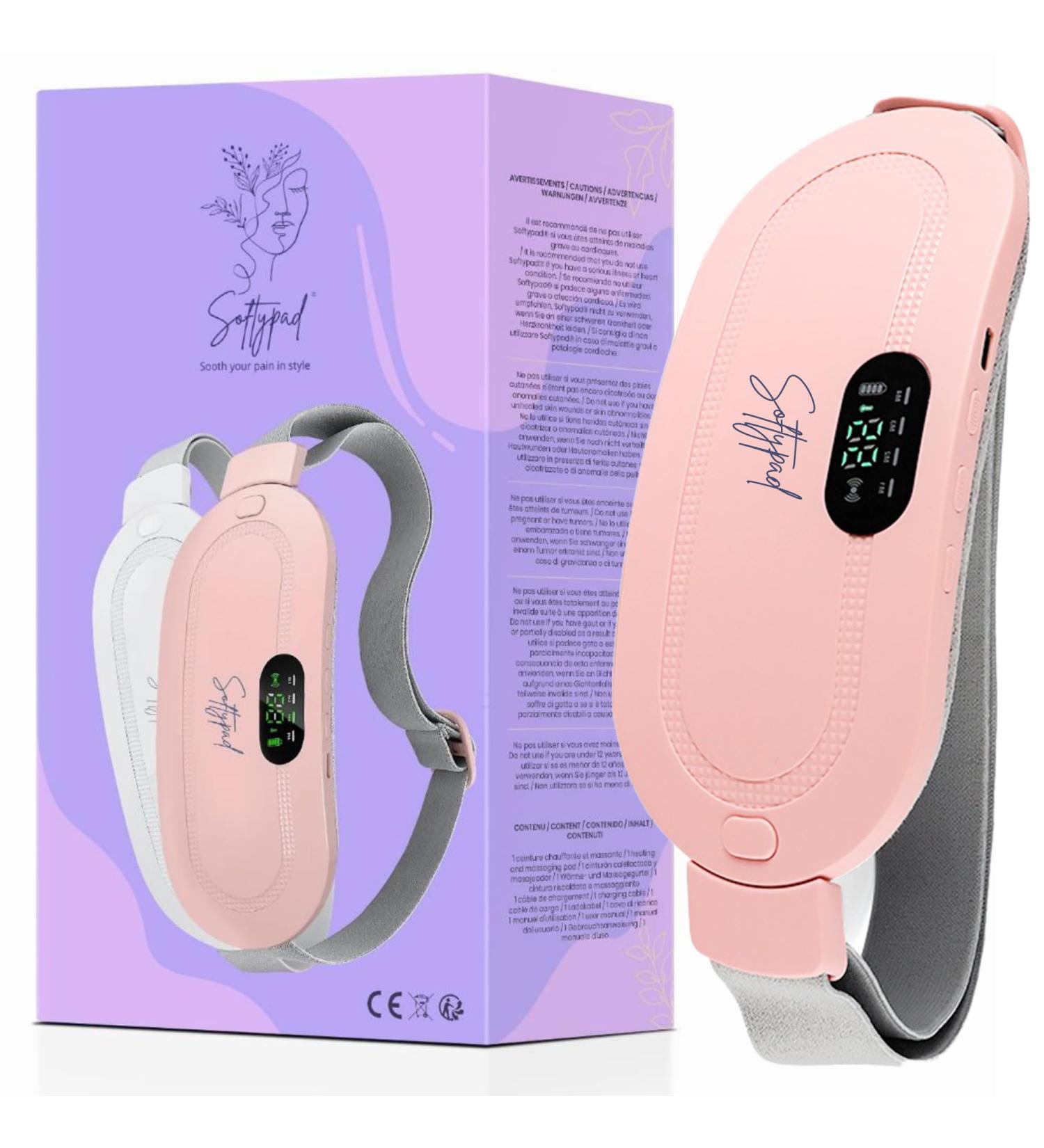 Softypad Heat Belt for Menstrual Pain Relief - Discreet & Portable Heat Pillow with 3 Temperature Levels - Ideal for Belly & Lumbar Support - Buy Online on GoSupps.com