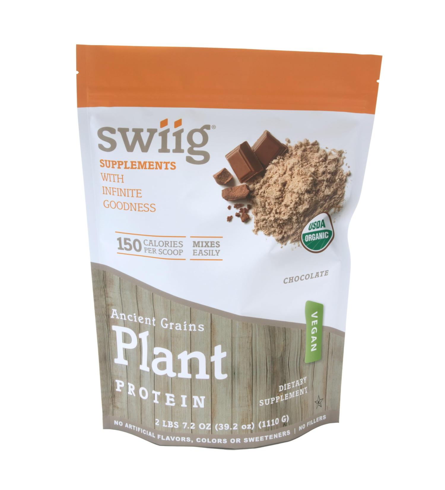 Buy swiig Organic Ancient Grains Plant Protein (2.7 lb Chocolate) Natural Superfood for Health and Fitness | International Shipping Available - Buy Online on GoSupps.com