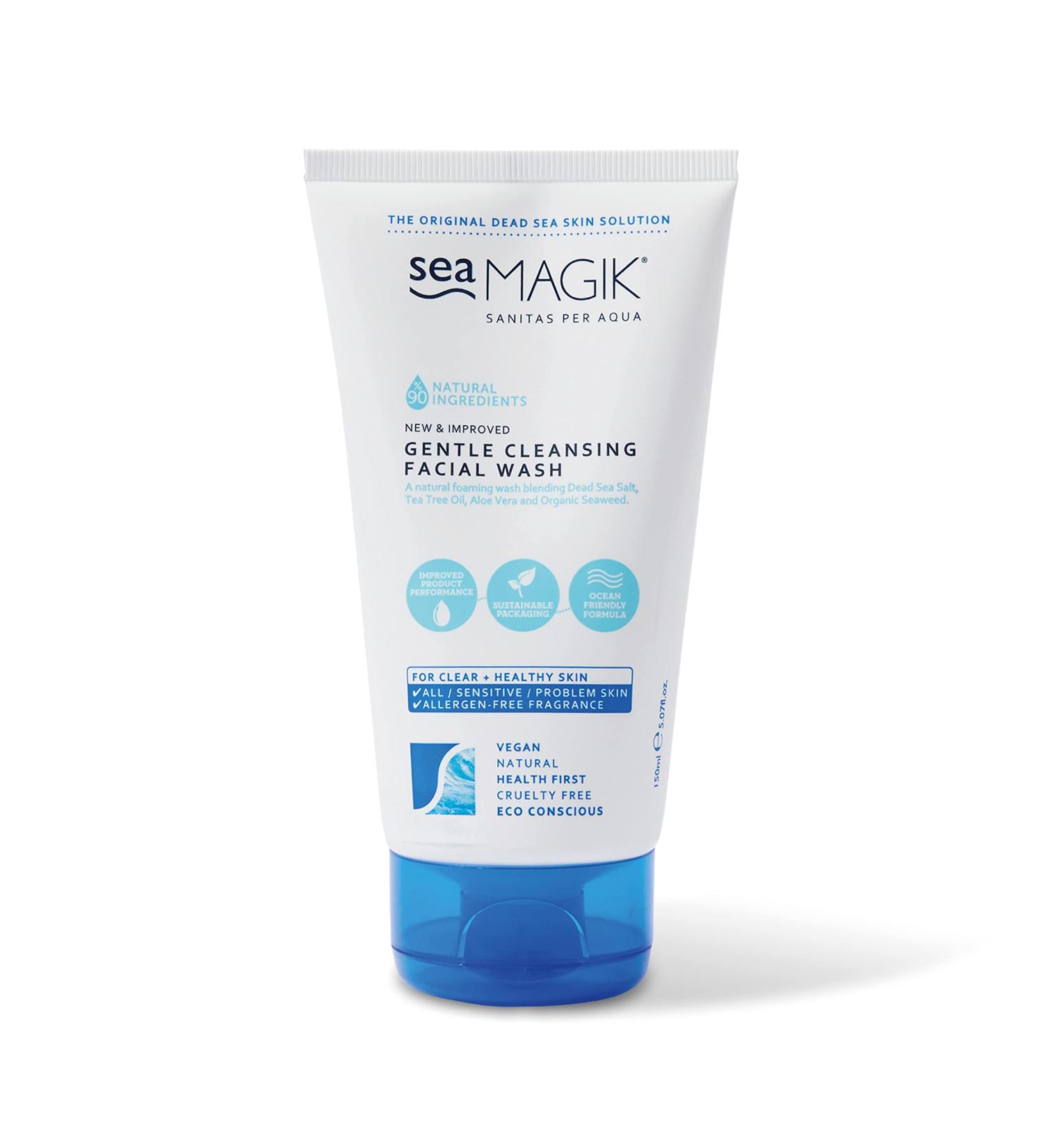 Sea Magik - Face Wash for Acne Prone Dry Sensitive and Oily Skin Gentle Cleanser Natural Ingredients with Hydrating Dead Sea Salt and Purifying Tea Tree Oil Vegan Cruelty Free (150ml) - Buy Online on GoSupps.com