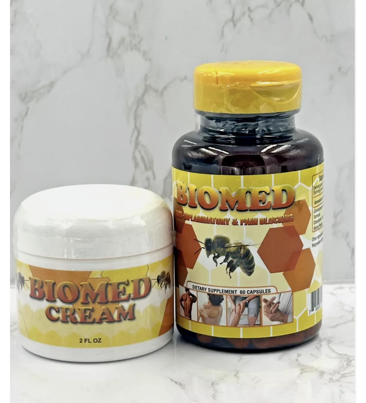 New Biomed Joint Support - Glucosamine Chondroitin - with Boswellia Turmeric & Hyaluronic Acid - Joint Health Supplement Mobility Flexibility 60 Capsules 1 Bottle & 2 oz bio med Cream