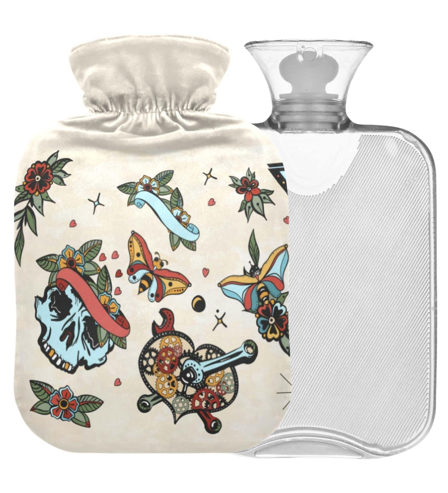 Naanle Skull Love in Outer Space Hot Water Bottle | 2L Handfoots Heating Bag for Pain Relief & Therapy - Transparent Design - Buy Online on GoSupps.com