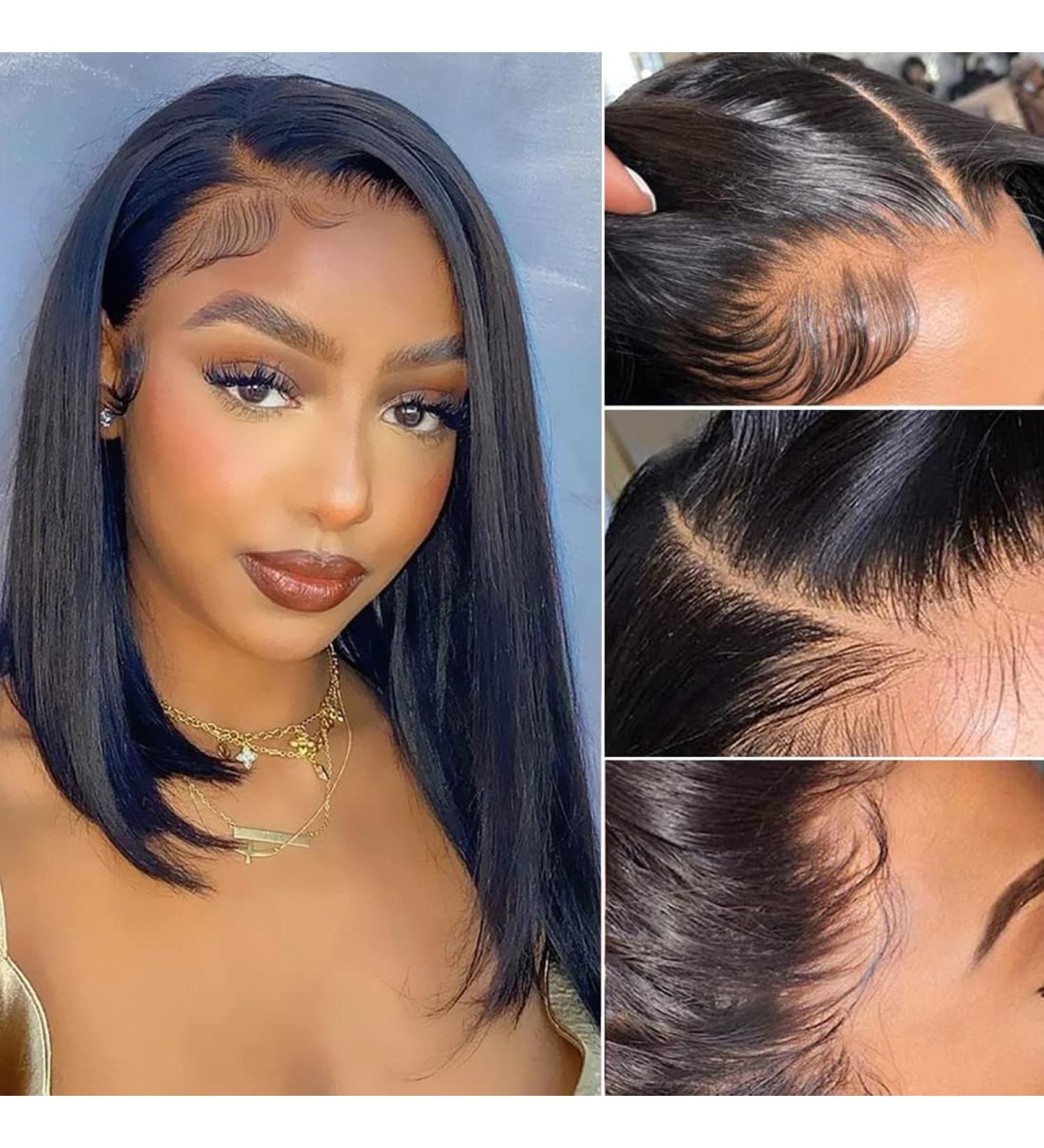 10 inch Brazilian Virgin Human Hair Straight Bob Wig | HD Lace Front | 160% Density | Natural Color - Buy Online on GoSupps.com